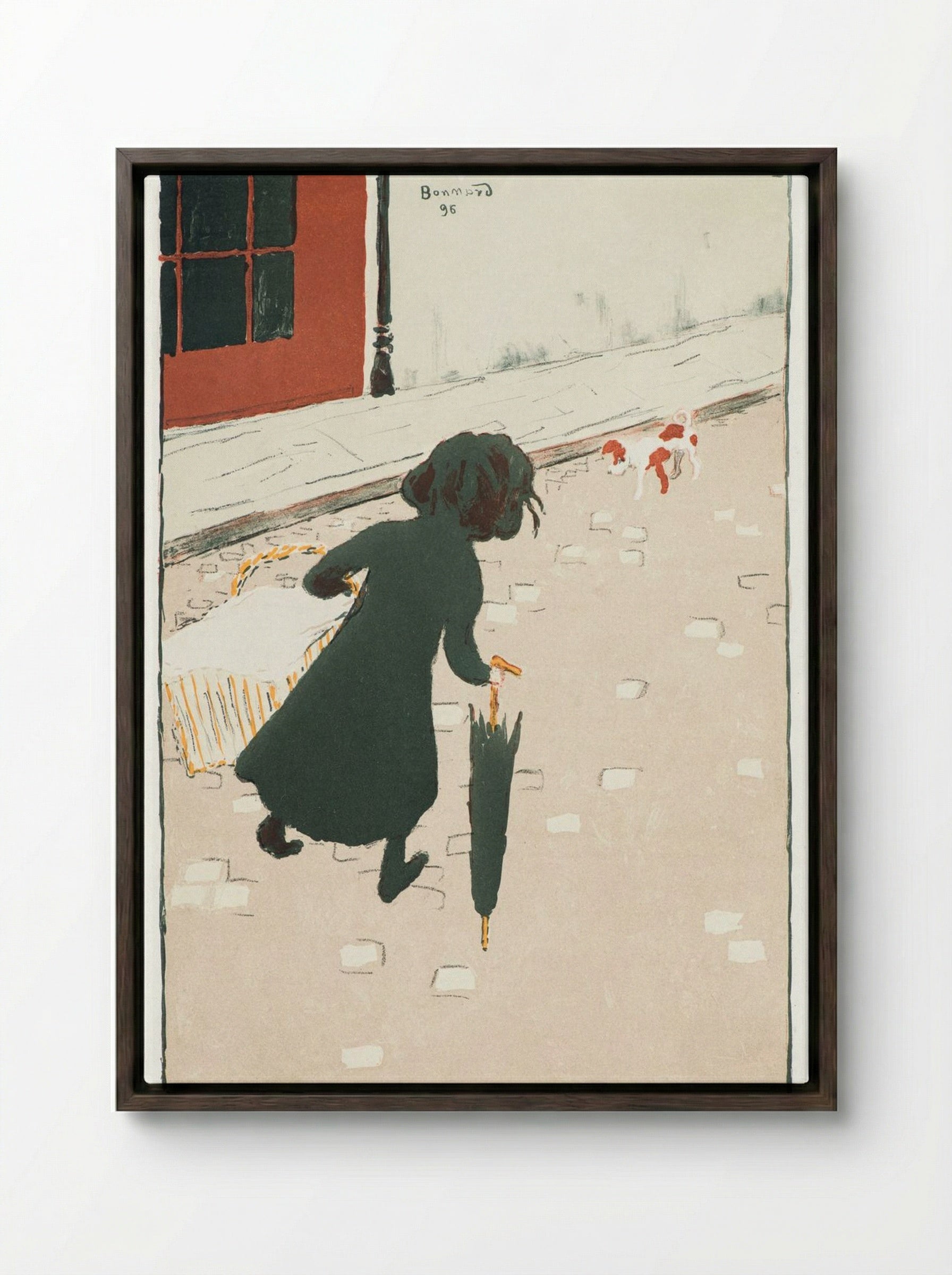 The Little Laundress - Pierre Bonnard - Framed Canvas Dark Wood
