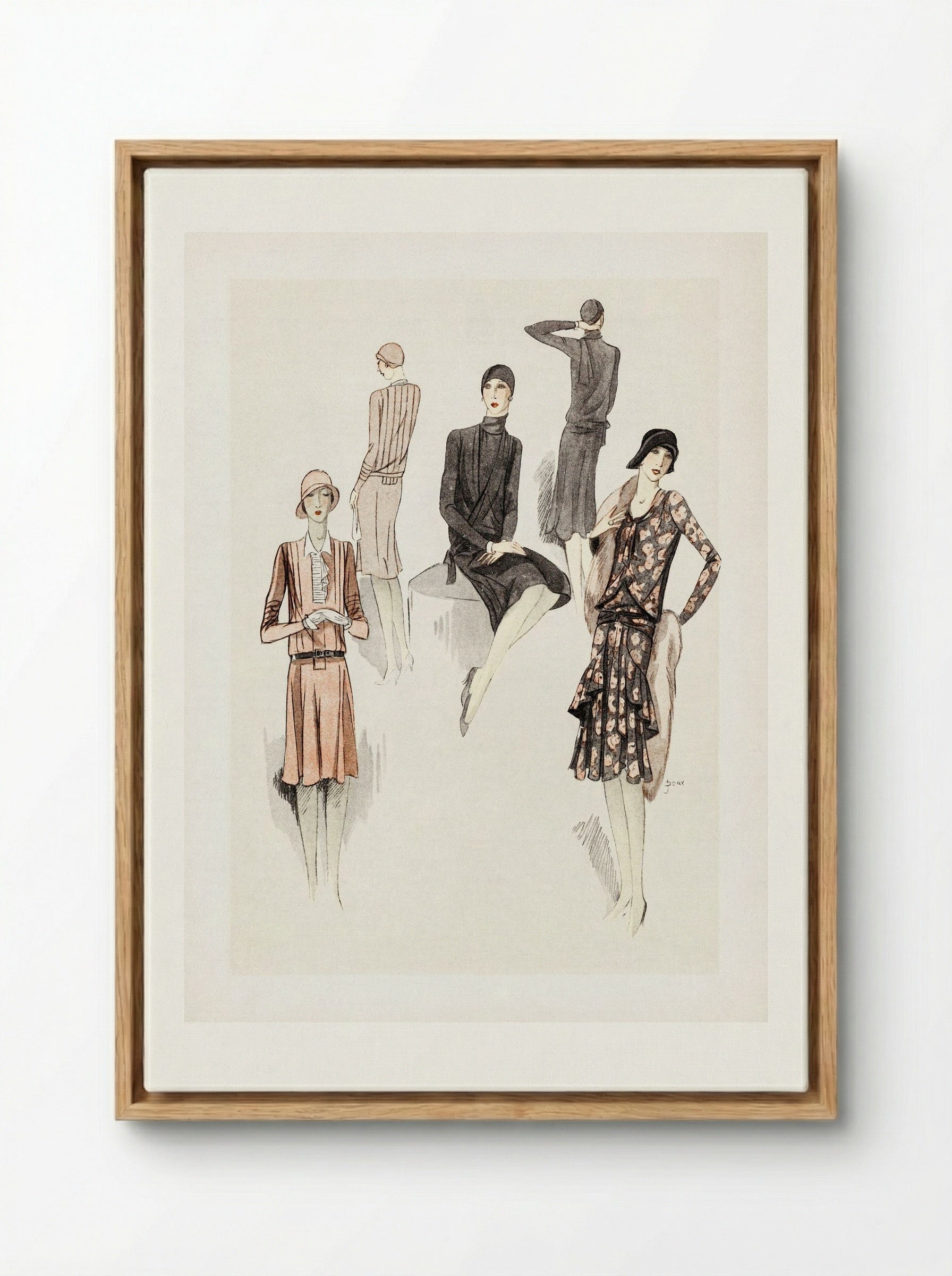 Feuillets de l'Élégance Féminine - Fine Art Print - Framed Canvas Wood