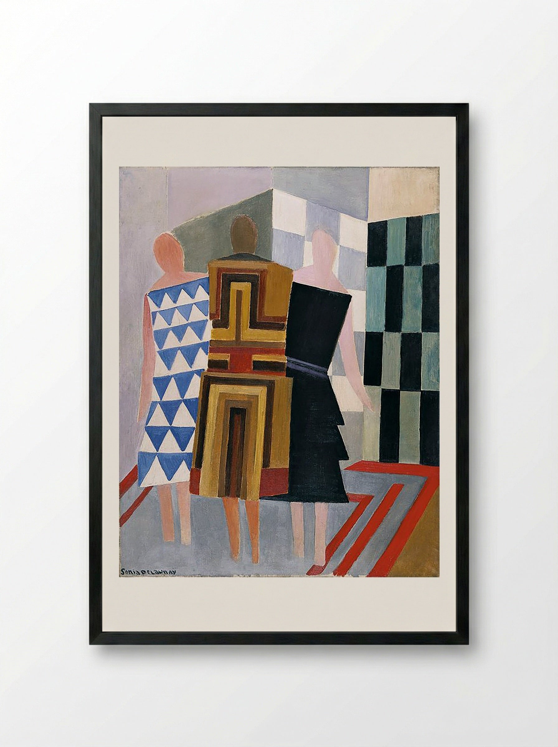 Simultaneous Dresses (Three Women, Forms, Colours) - Sonia Delaunay - Framed Print Black