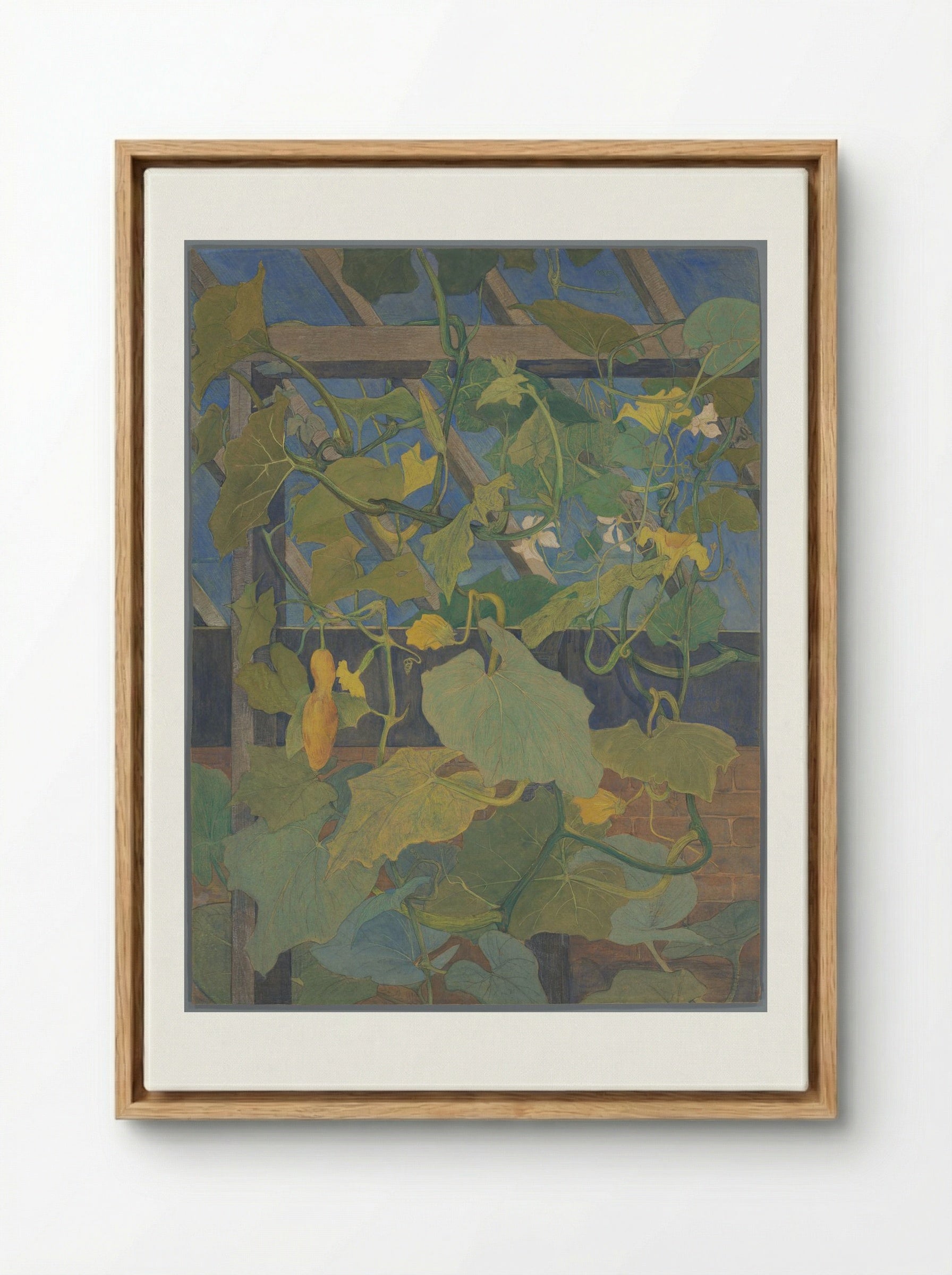Greenhouse with Ornamental Gourds - Theo van Hoytema - Framed Canvas Wood