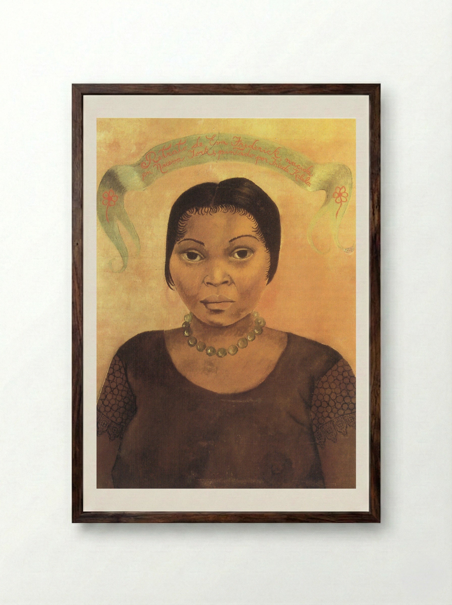 Portrait of Eva Frederick - Frida Kahlo - Framed Print Dark Wood