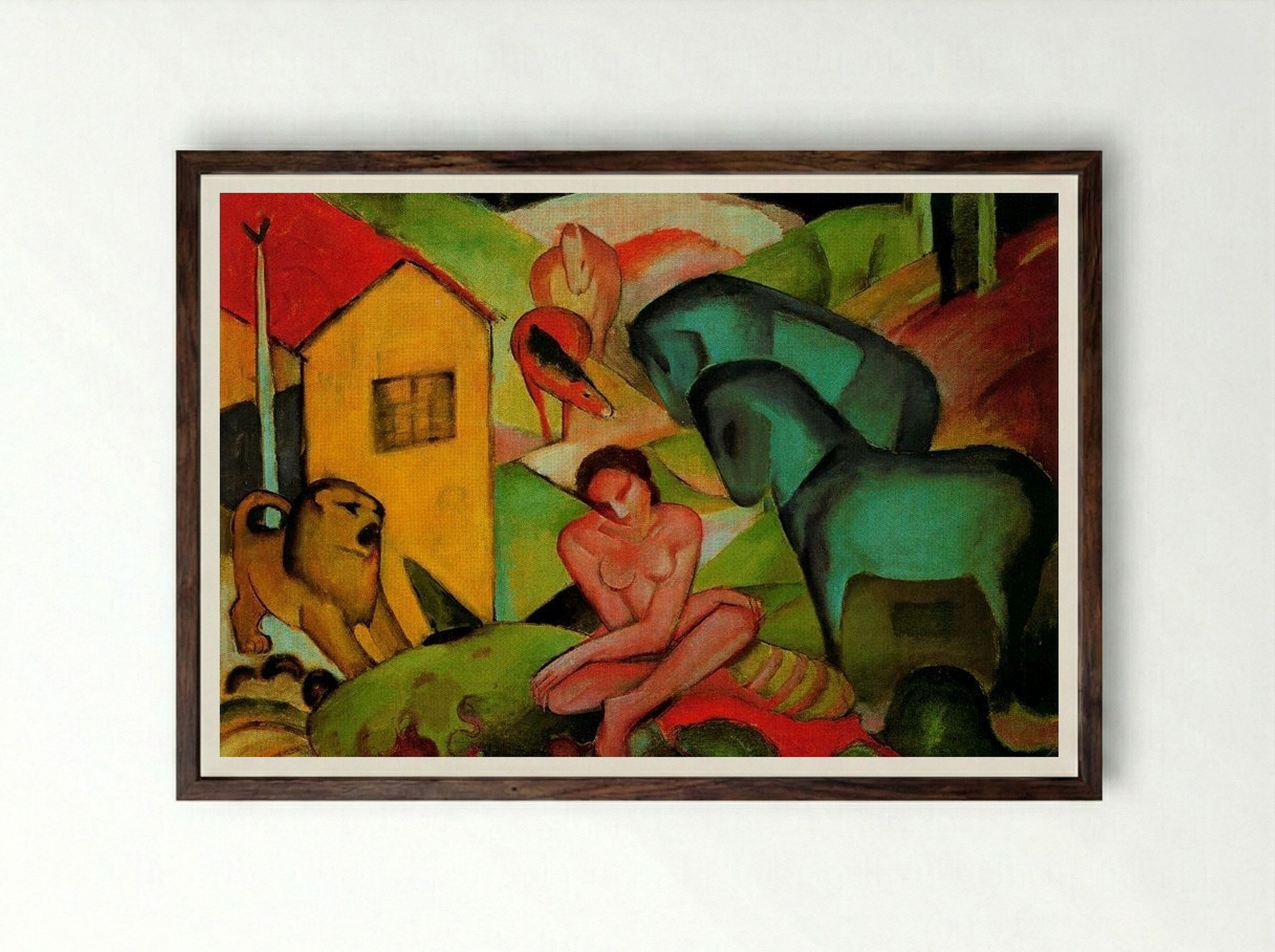 The Dream - Franz Marc - Framed Print Dark Wood