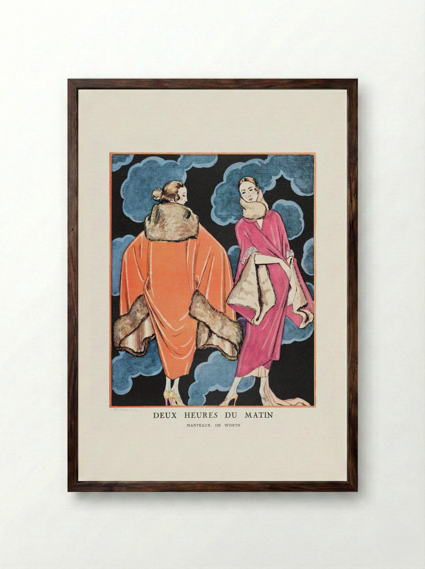 Deux Heures du Matin, Manteaux de Worth - George Barbier - Framed Print Dark Wood
