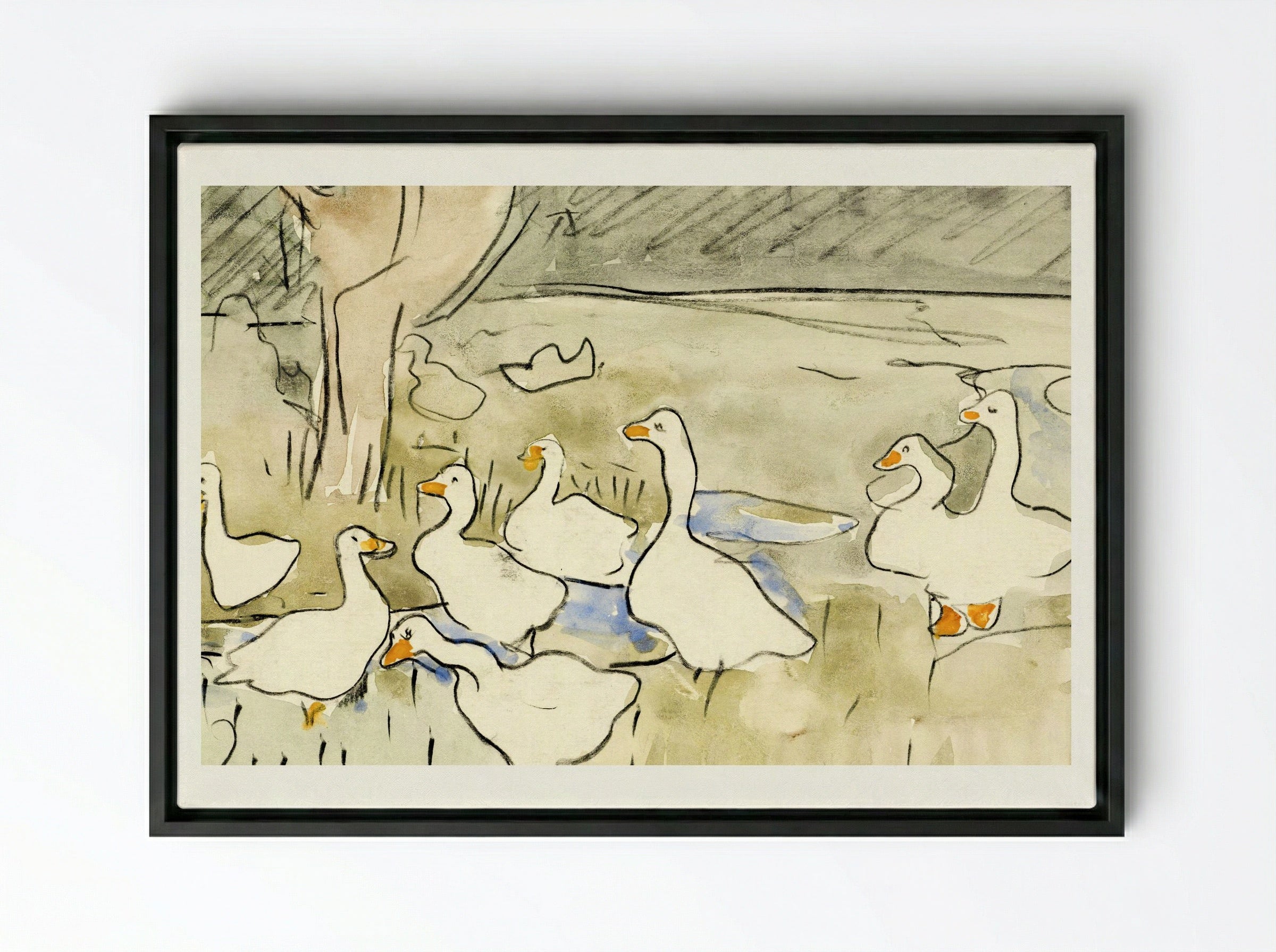 Ducks - Theo van Hoytema - Framed Canvas Black
