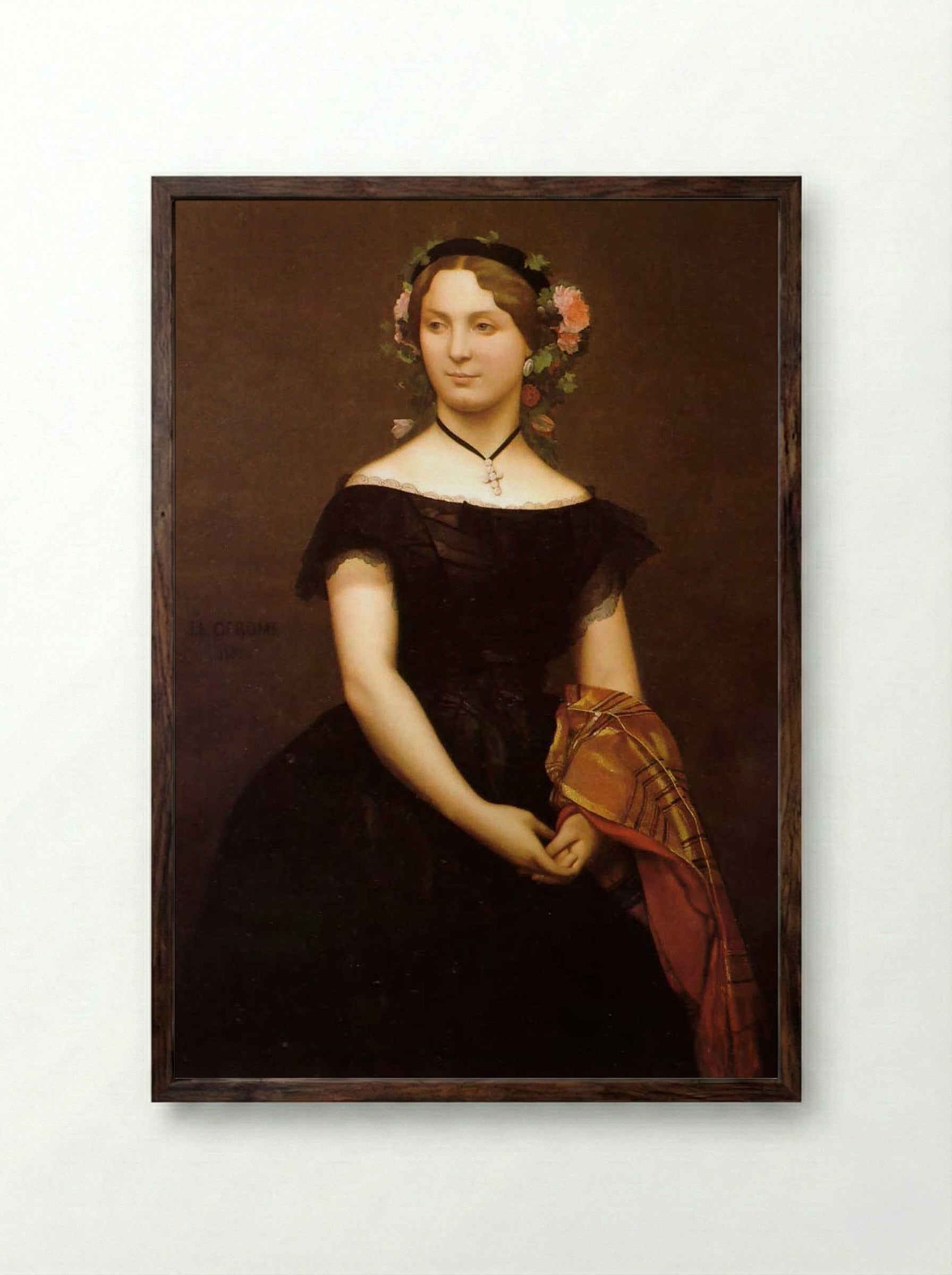 Portrait of Mille Durand - Jean-Léon Gérôme - Framed Print Dark Wood