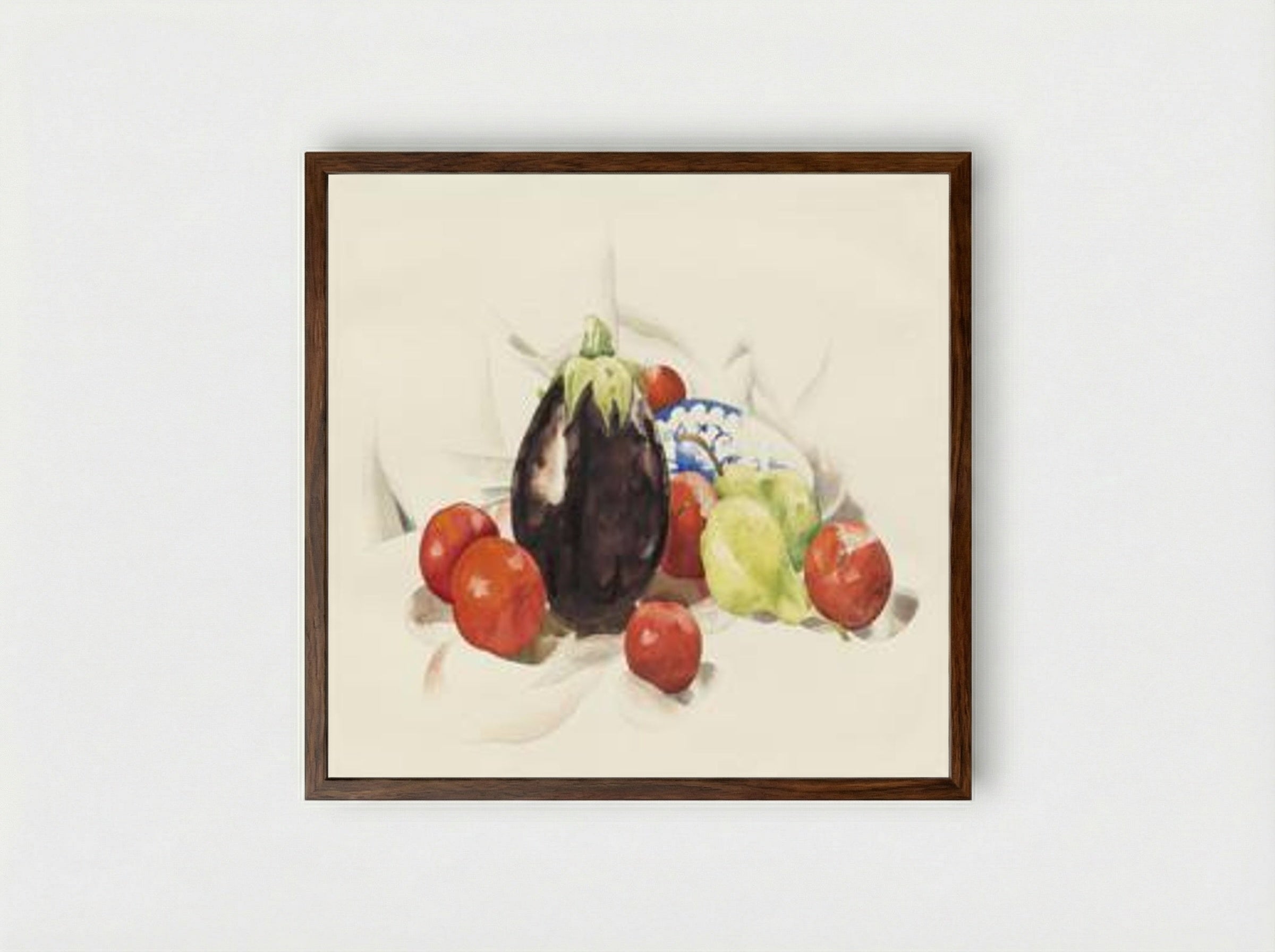 Eggplant and Tomatoes - Charles Demuth - Framed Print Dark Wood
