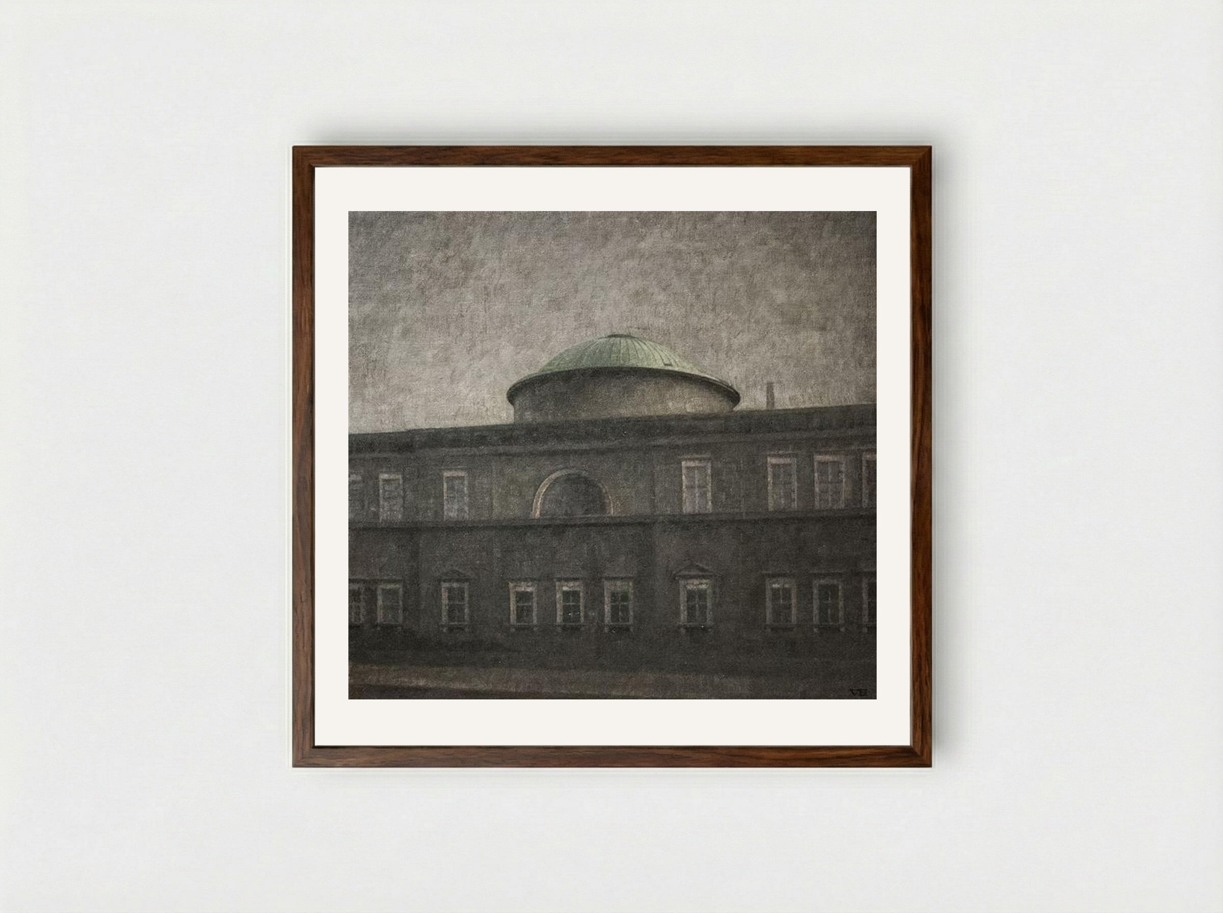 The Royal Palace Church in Copenhagen - Vilhelm Hammershøi - Framed Print Dark Wood