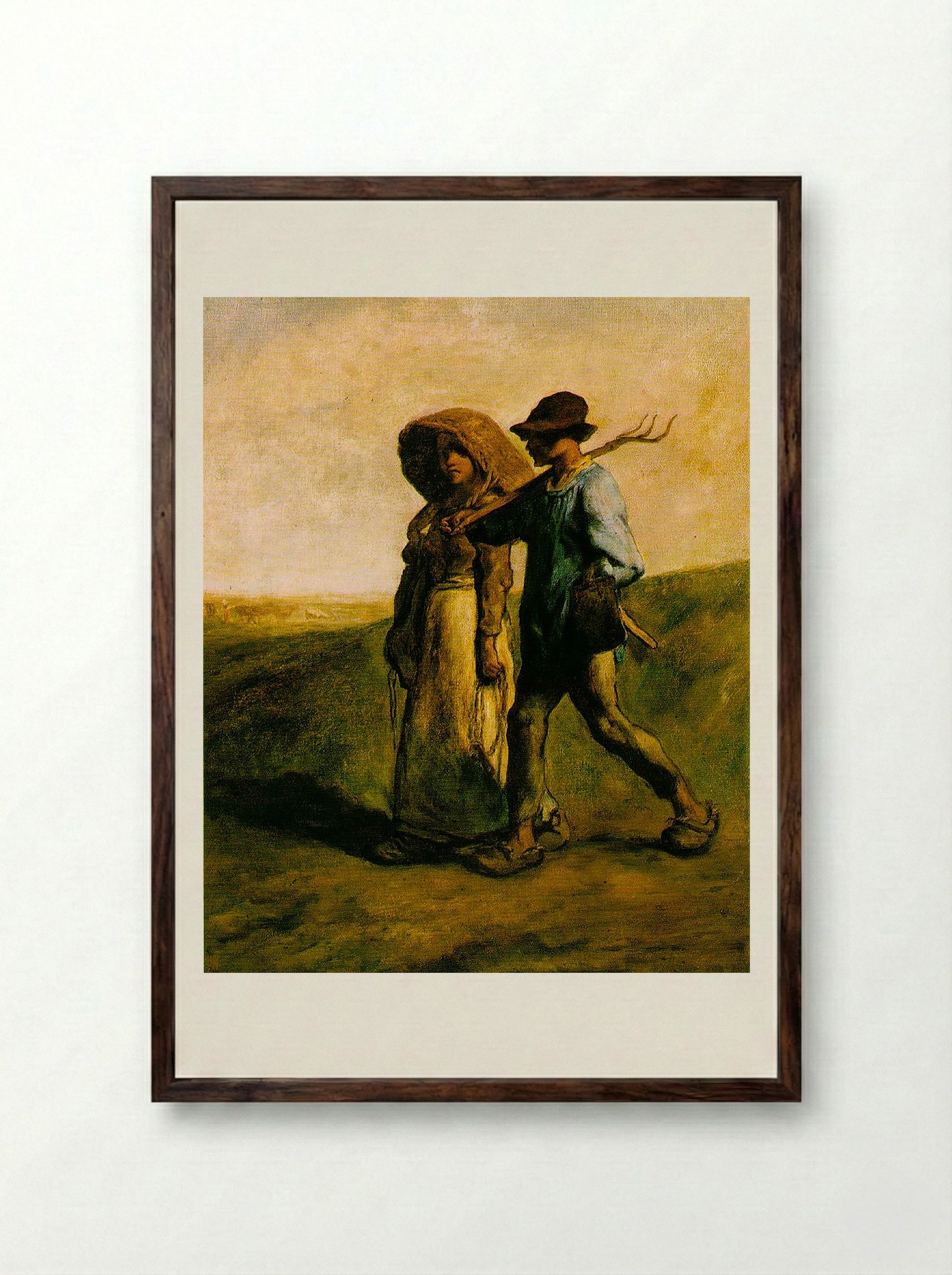 Going to Work - Jean-François Millet - Framed Print Dark Wood