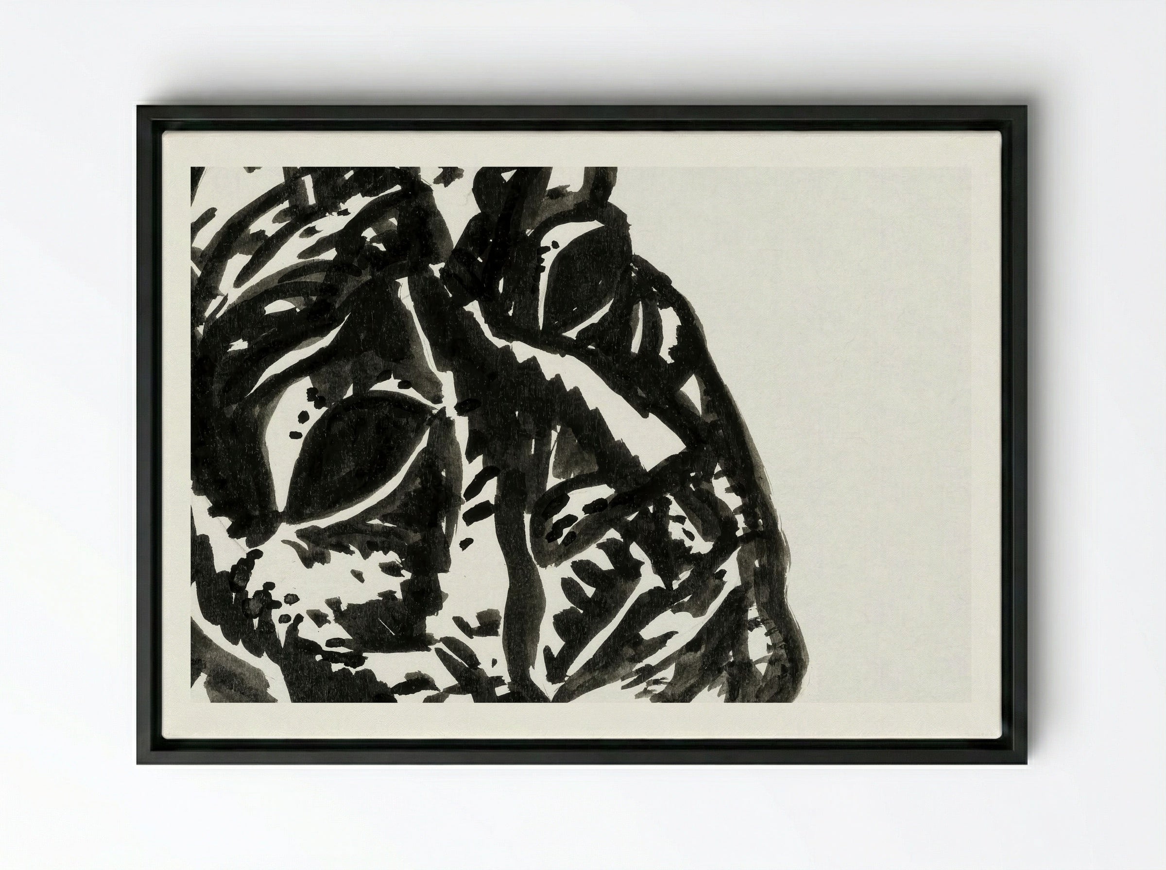 Head of a Man Looking Obliquely to the Top Right - Leo Gestel - Framed Canvas Black