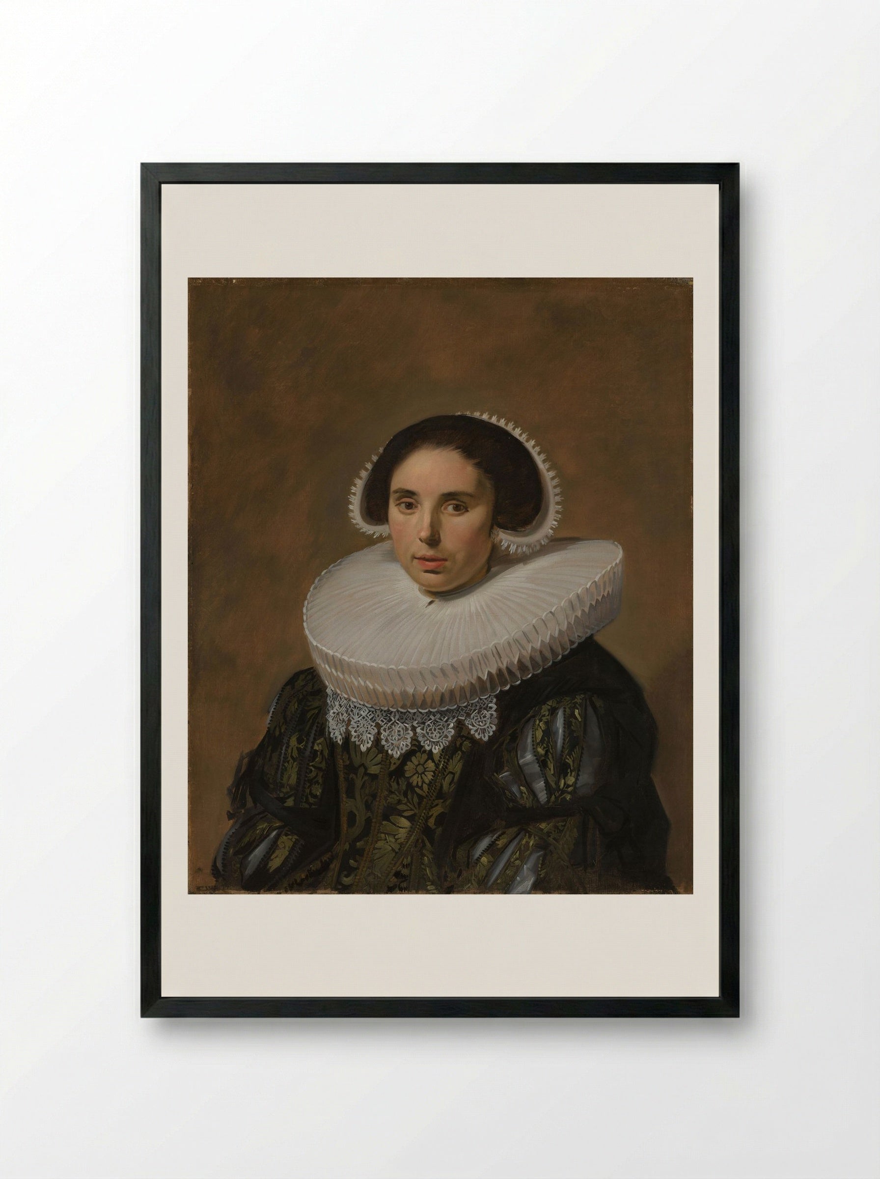 Portrait of Duijfje van Gerwen (1618-1658) - Frans Hals - Framed Print Black