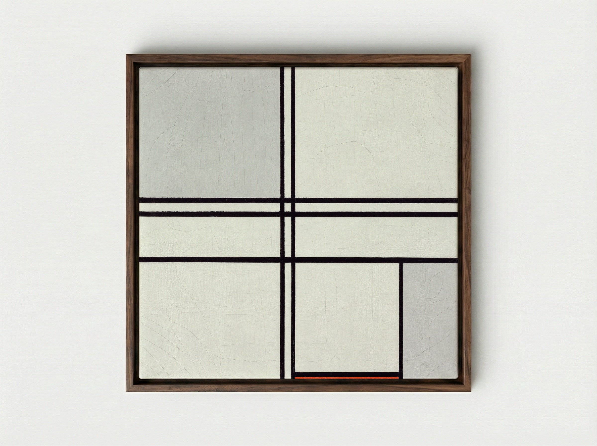 Composition No. 1, Grey-Red - Piet Mondrian - Framed Canvas Dark Wood