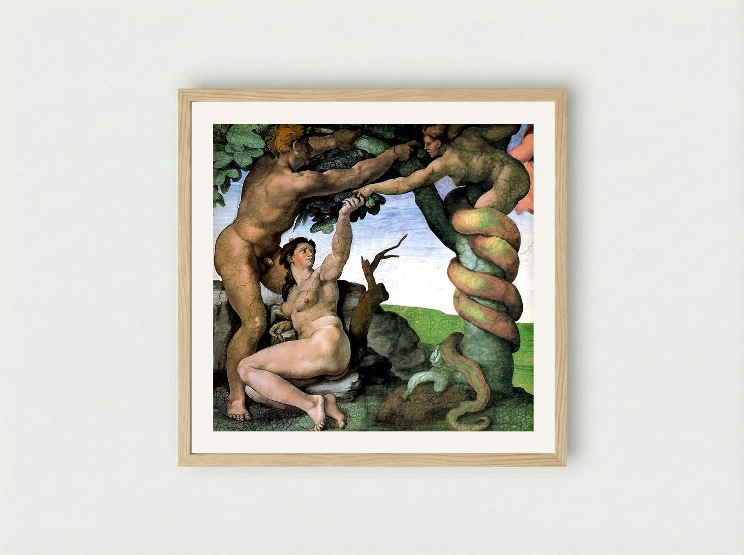 Adam and Eve - Michelangelo - Framed Print Wood