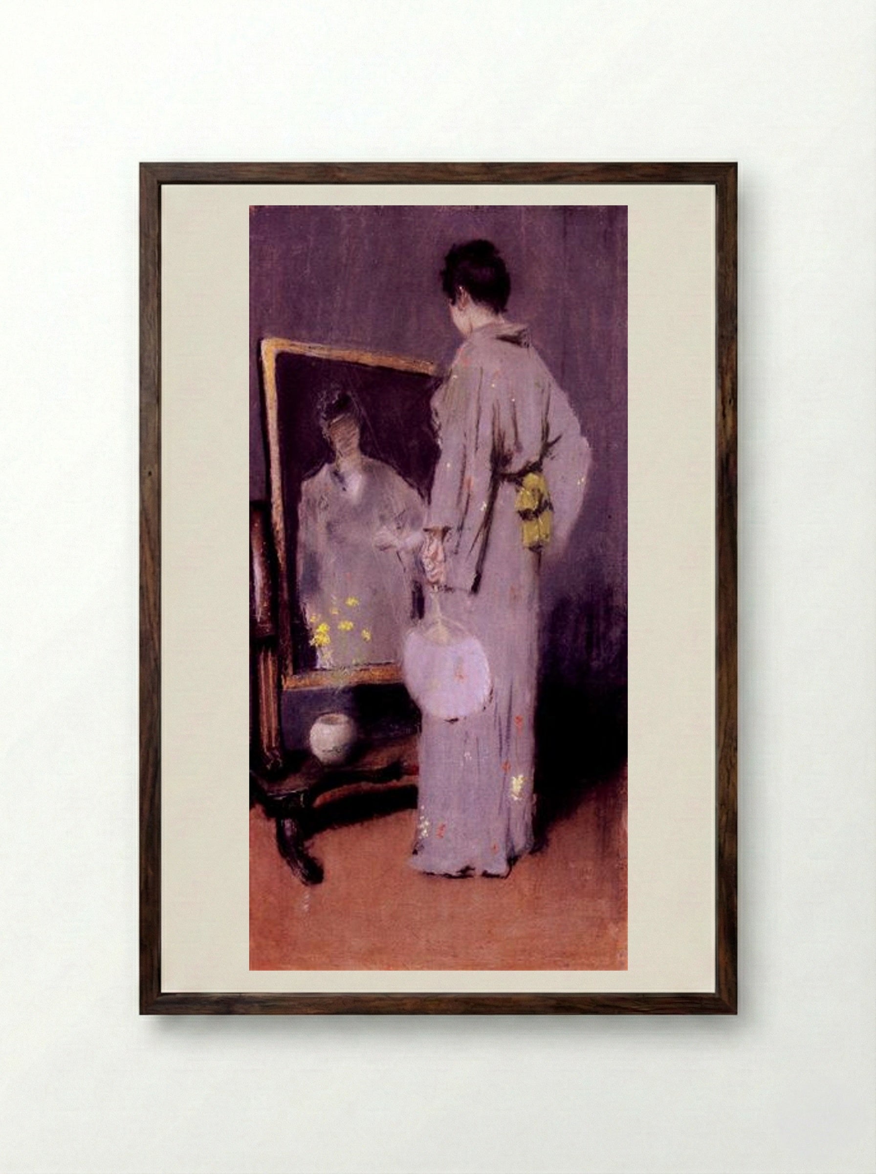 Making Her Toilet - William Merritt Chase - Framed Print Dark Wood