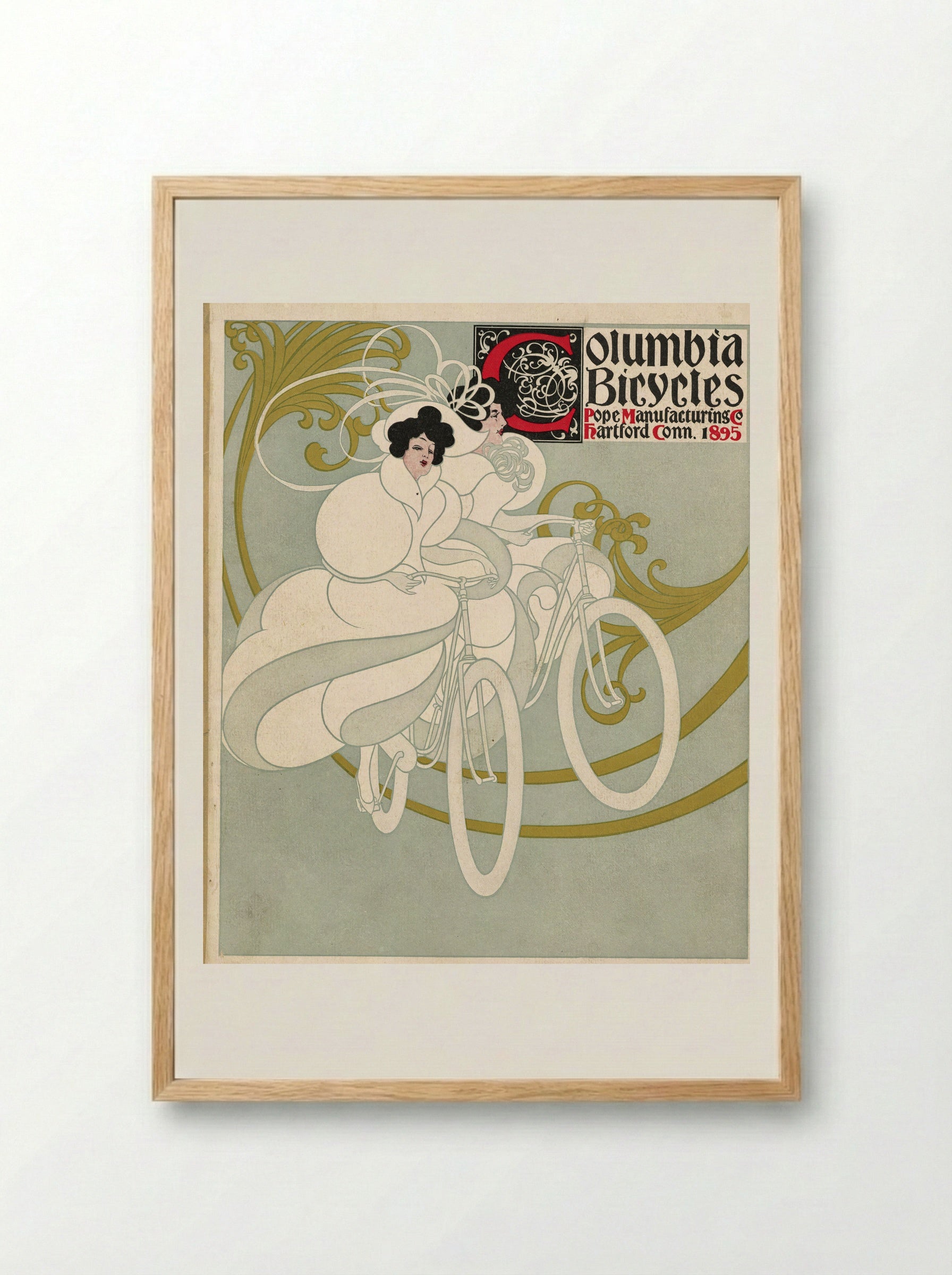 Columbia Bicycles, Pope Manufacturing Co., Hartford, Conn. - Will H. Bradley - Framed Print Wood