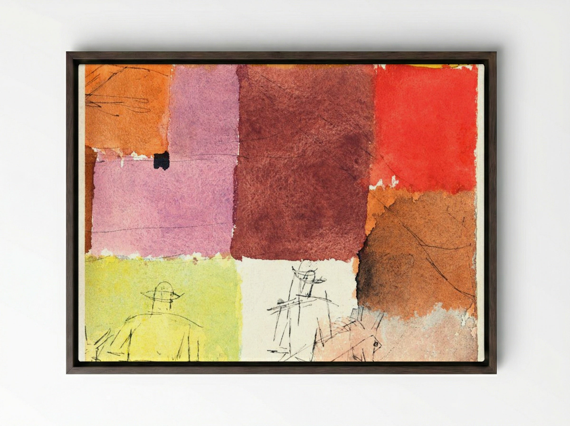 Composition with Figures - Paul Klee - Framed Canvas Dark Wood