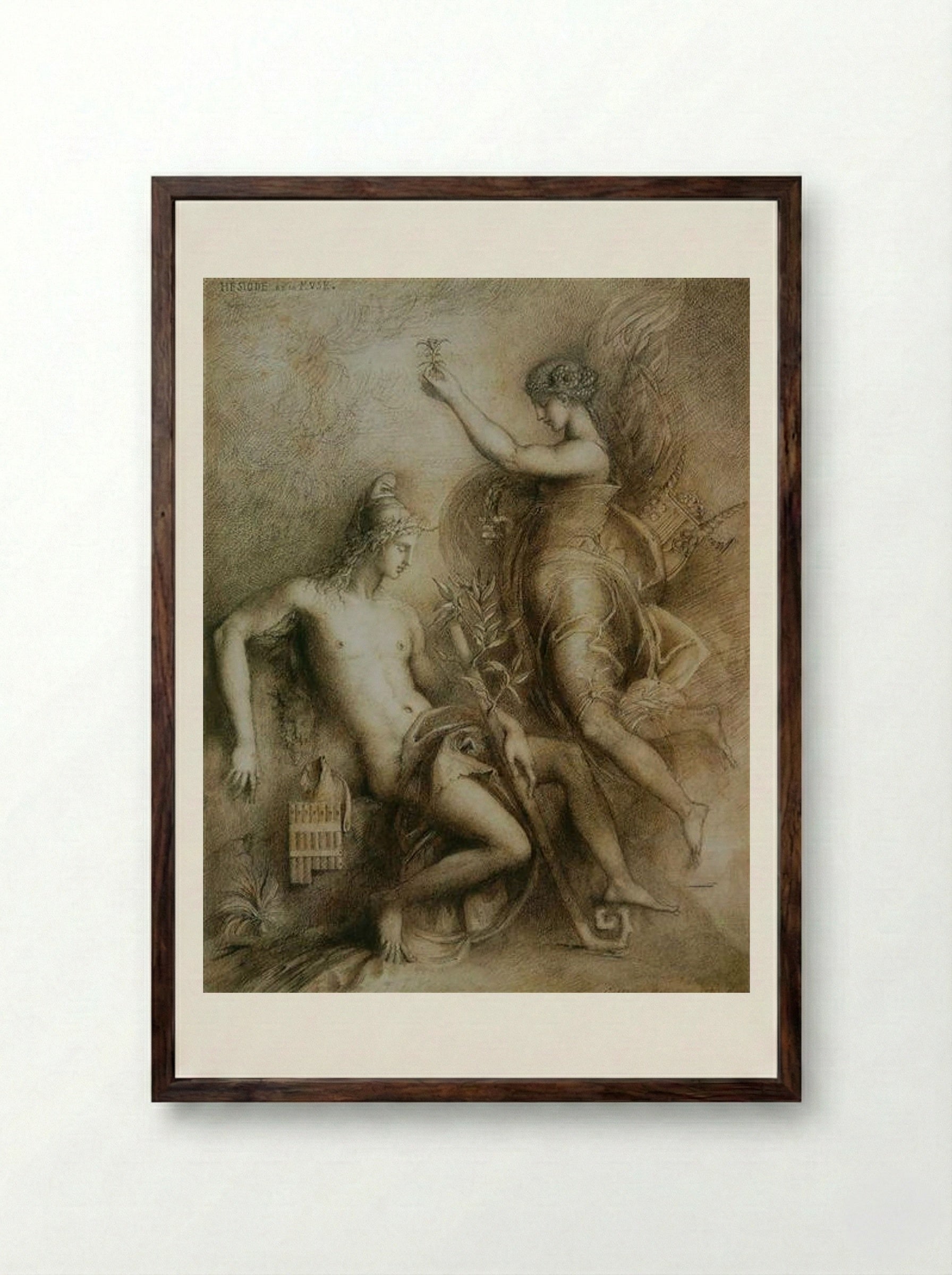 Hesiod and the Muse - Gustave Moreau - Framed Print Dark Wood