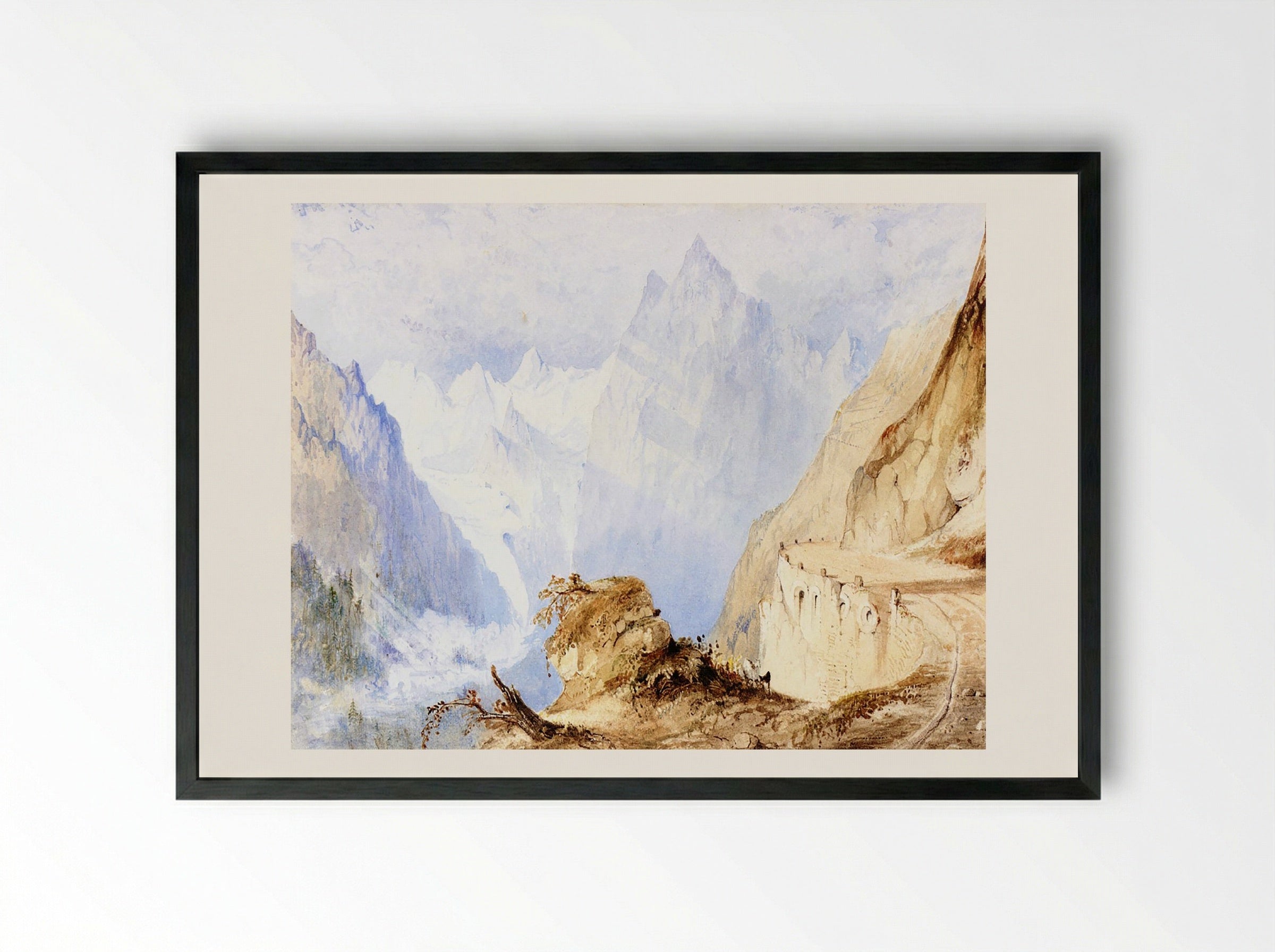 A View in the Alps - Joseph Mallord William Turner - Framed Print Black