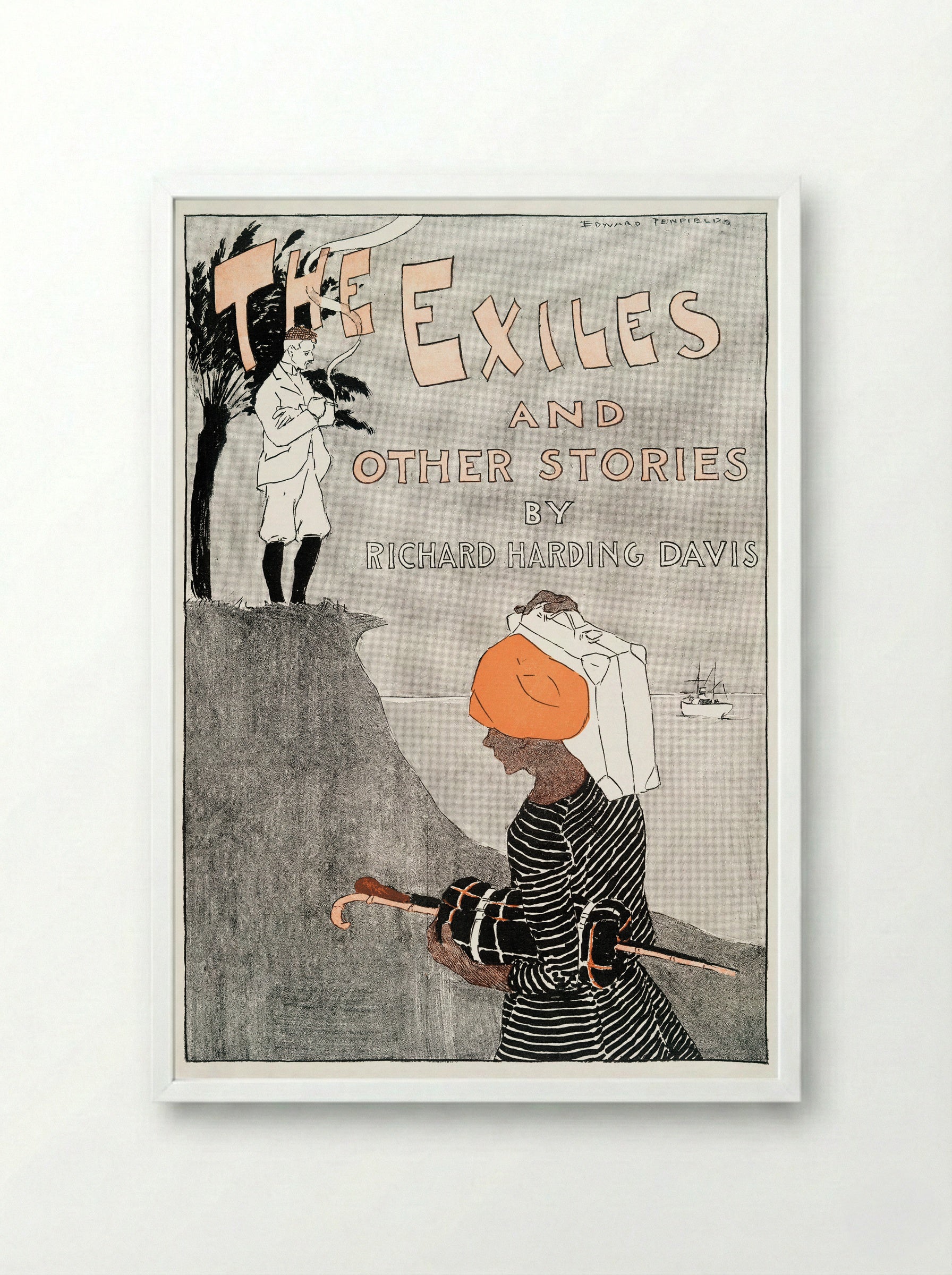 The Exiles and Other Stories by Richard Harding Davis - Edward Penfield - Framed Print White