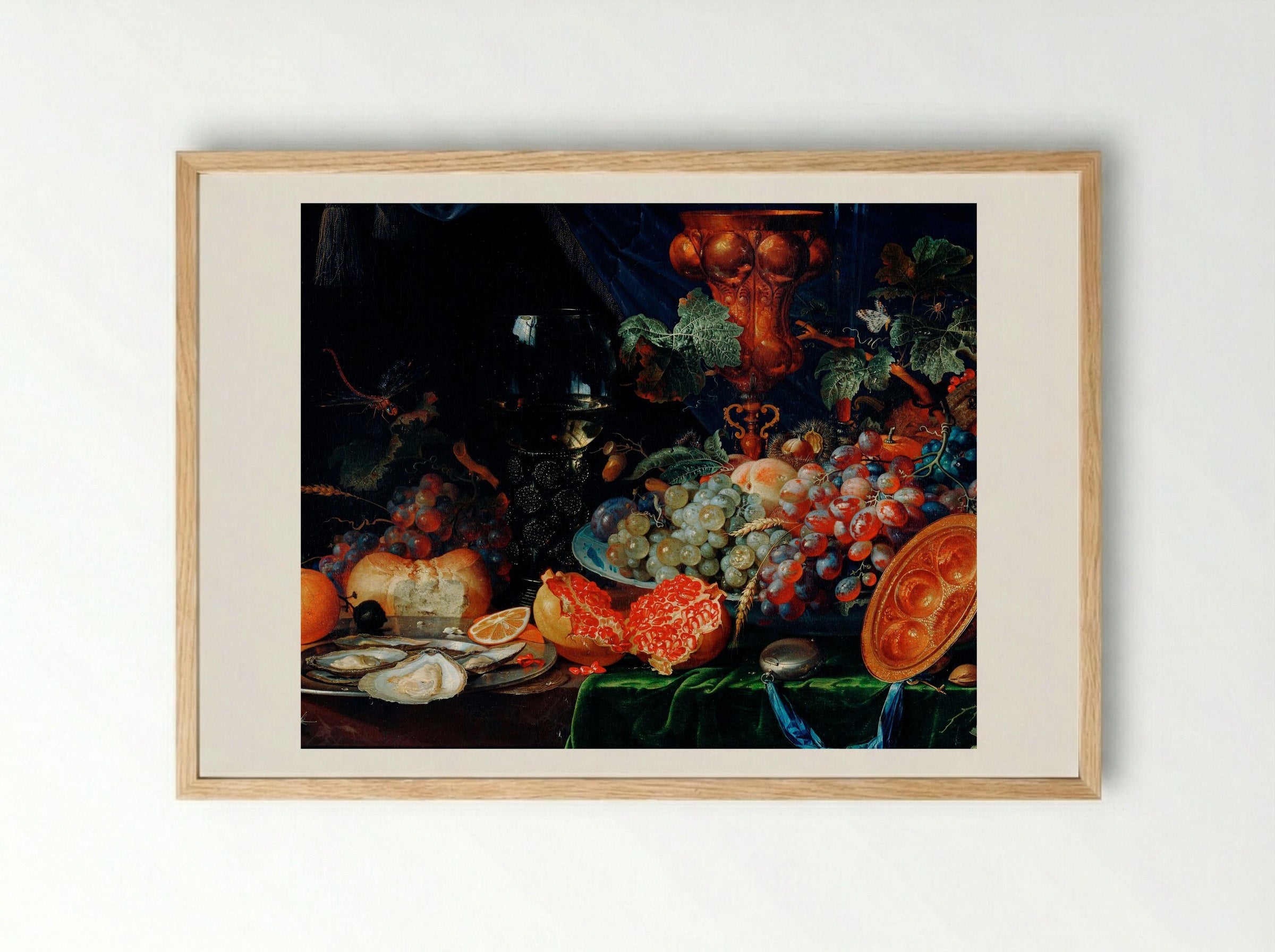 Fruits and Oysters - Abraham Mignon - Framed Print Wood