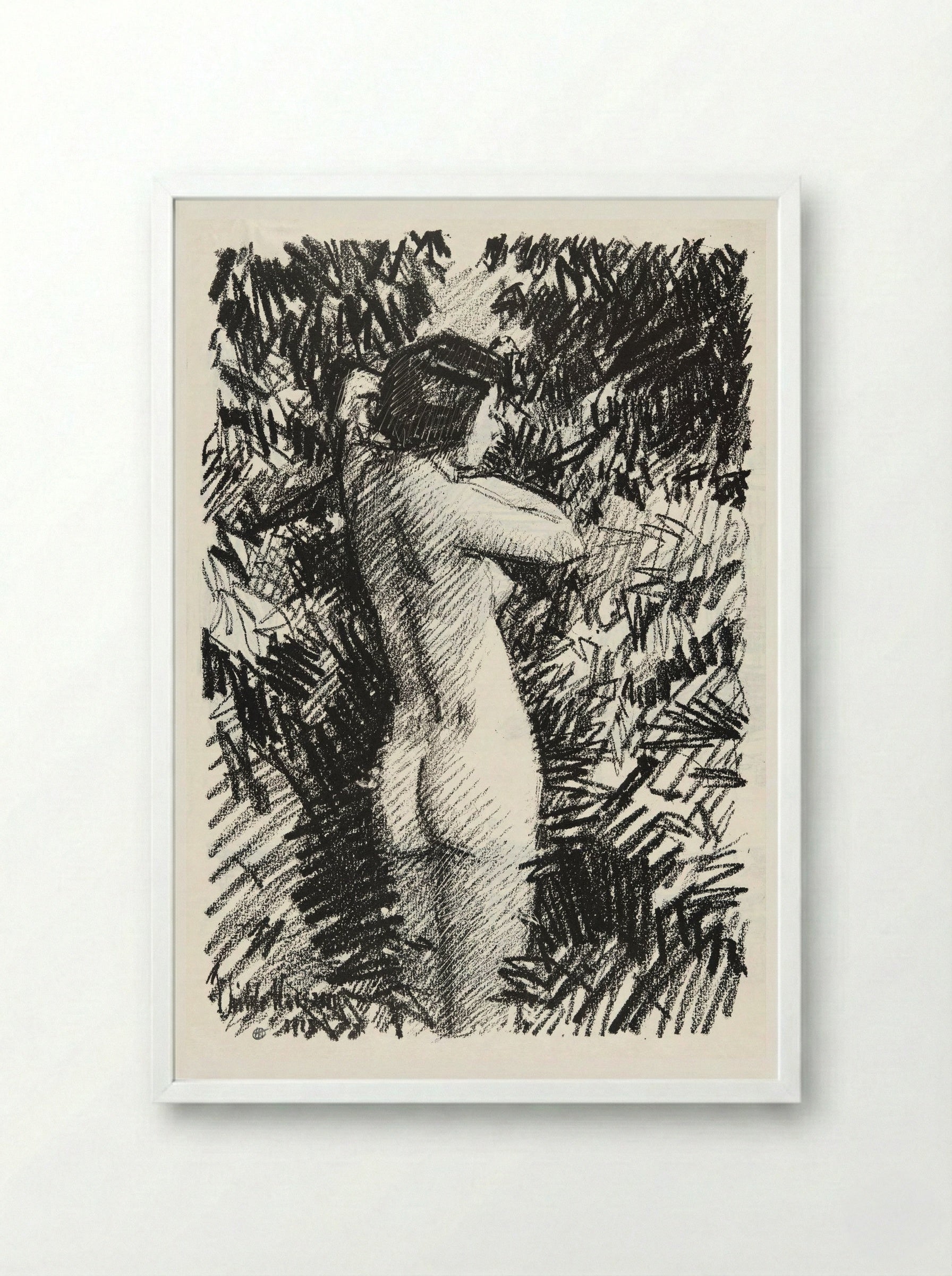 Nude in Landscape - Childe Hassam - Framed Print White