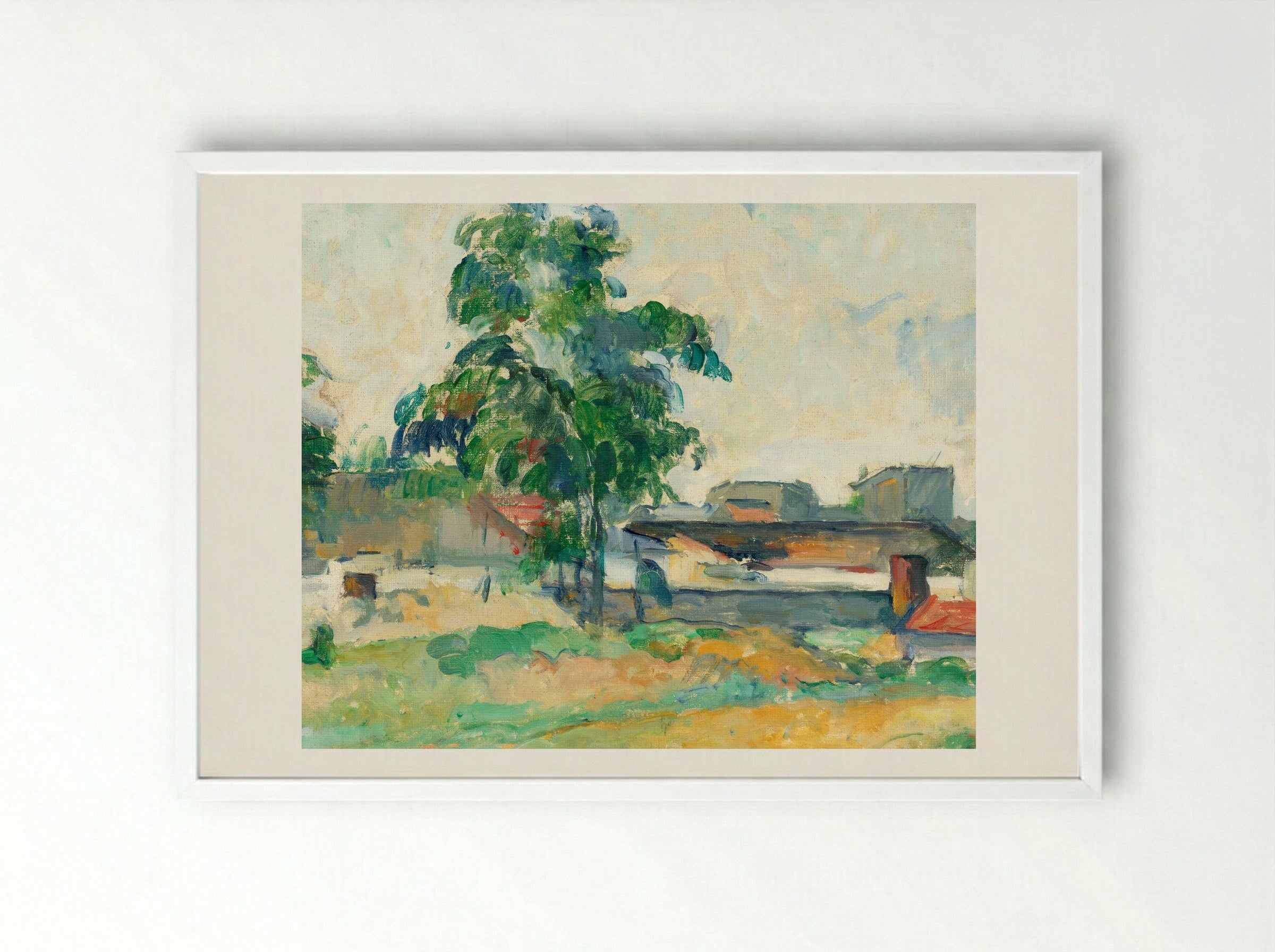 Landscape near Paris - Paul Cézanne - Framed Print White