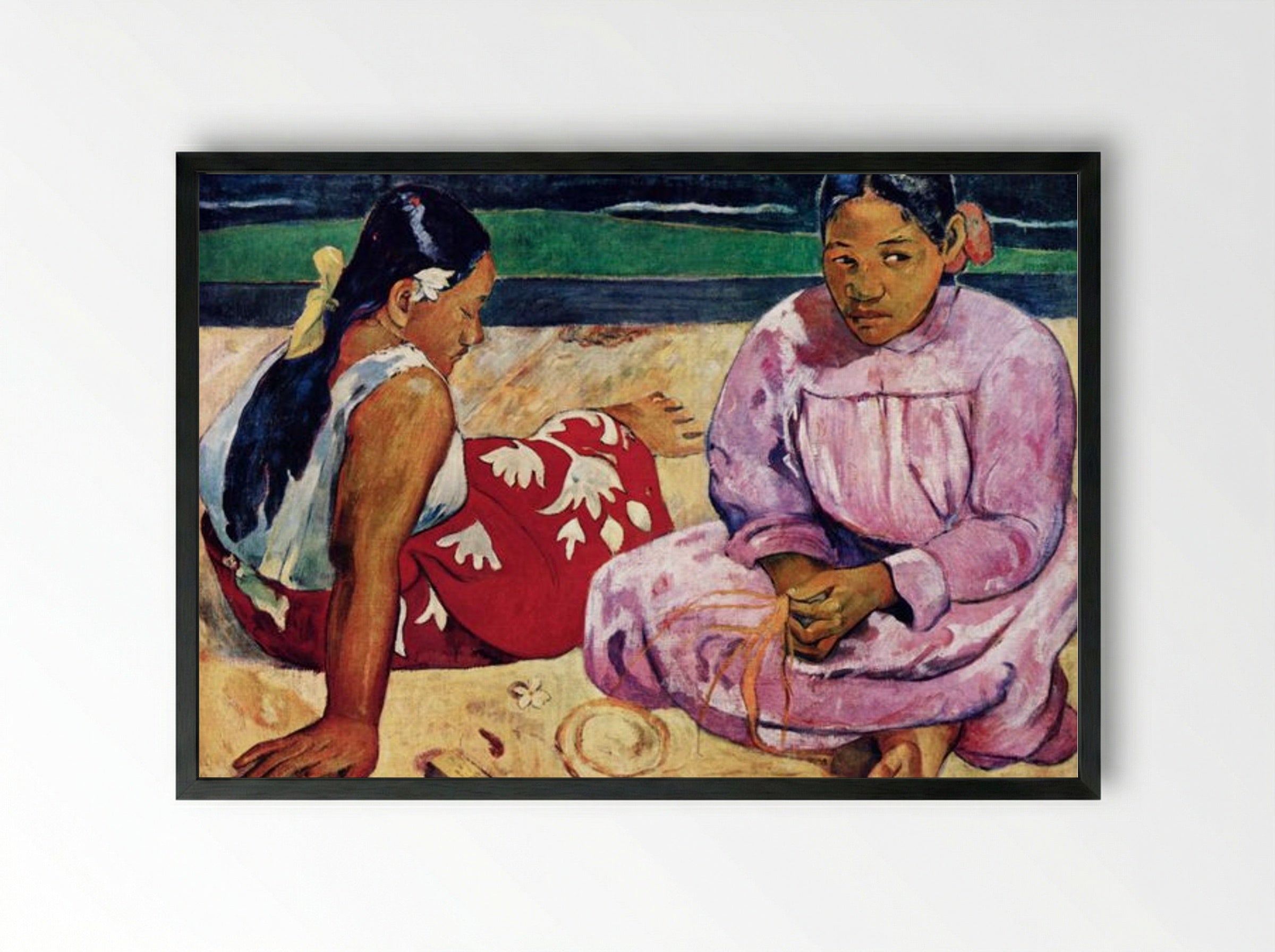 Tahitian Women on the Beach - Paul Gauguin - Framed Print Black