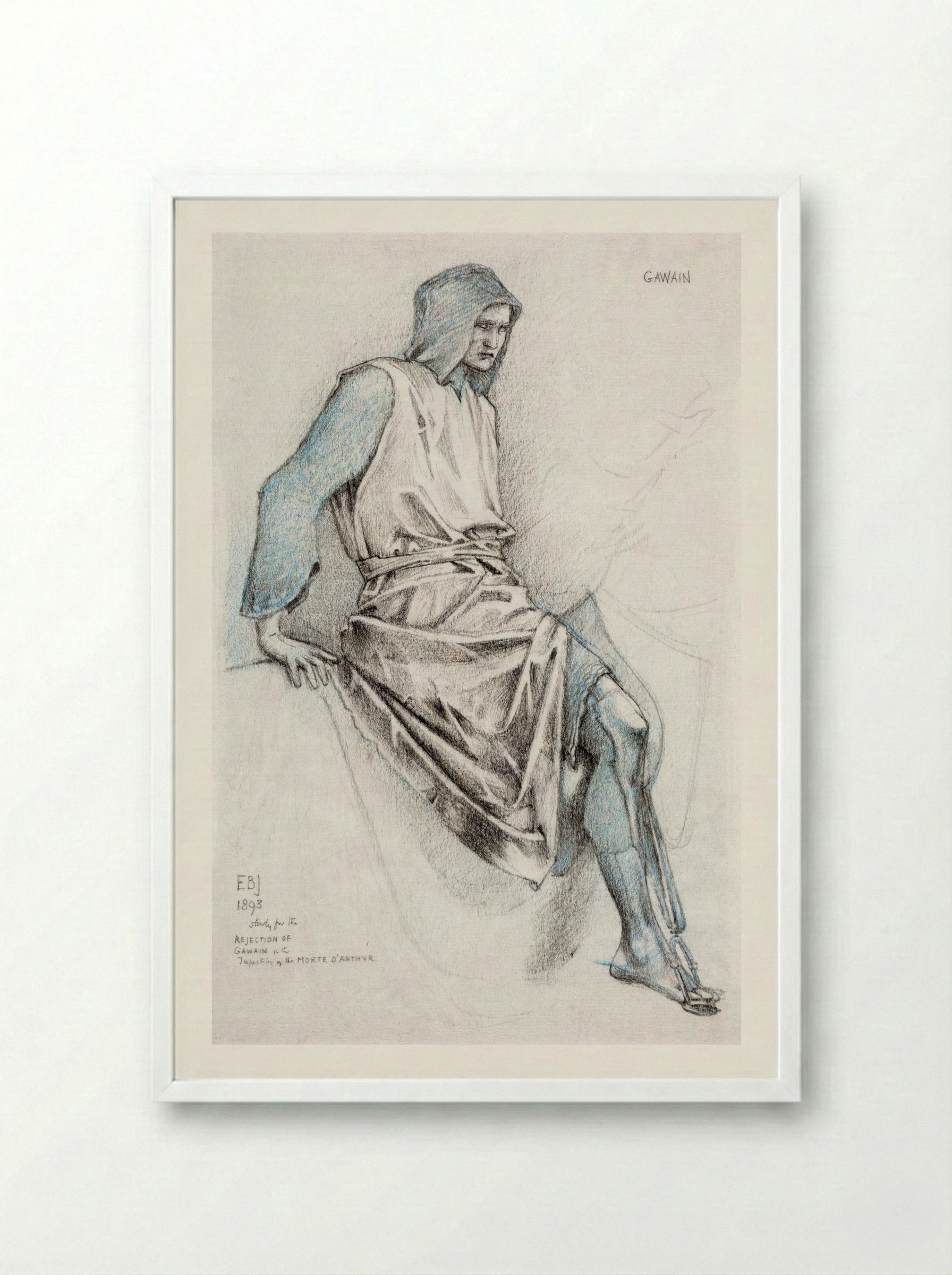 Study for 'The Failure of Gawaine' - Edward Burne-Jones - Framed Print White