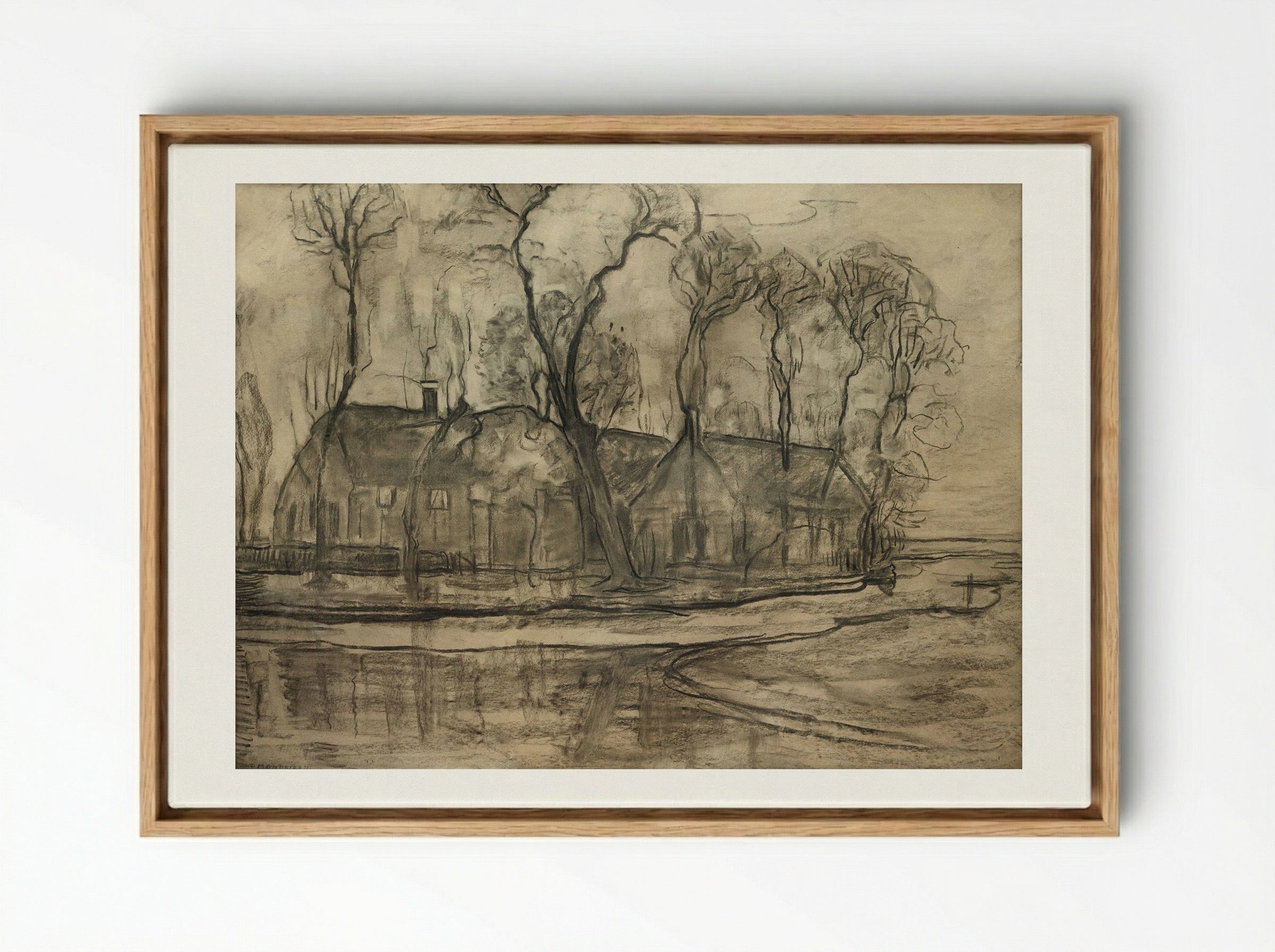 Farm Near Duivendrecht, The Sea - Piet Mondrian - Framed Canvas Wood
