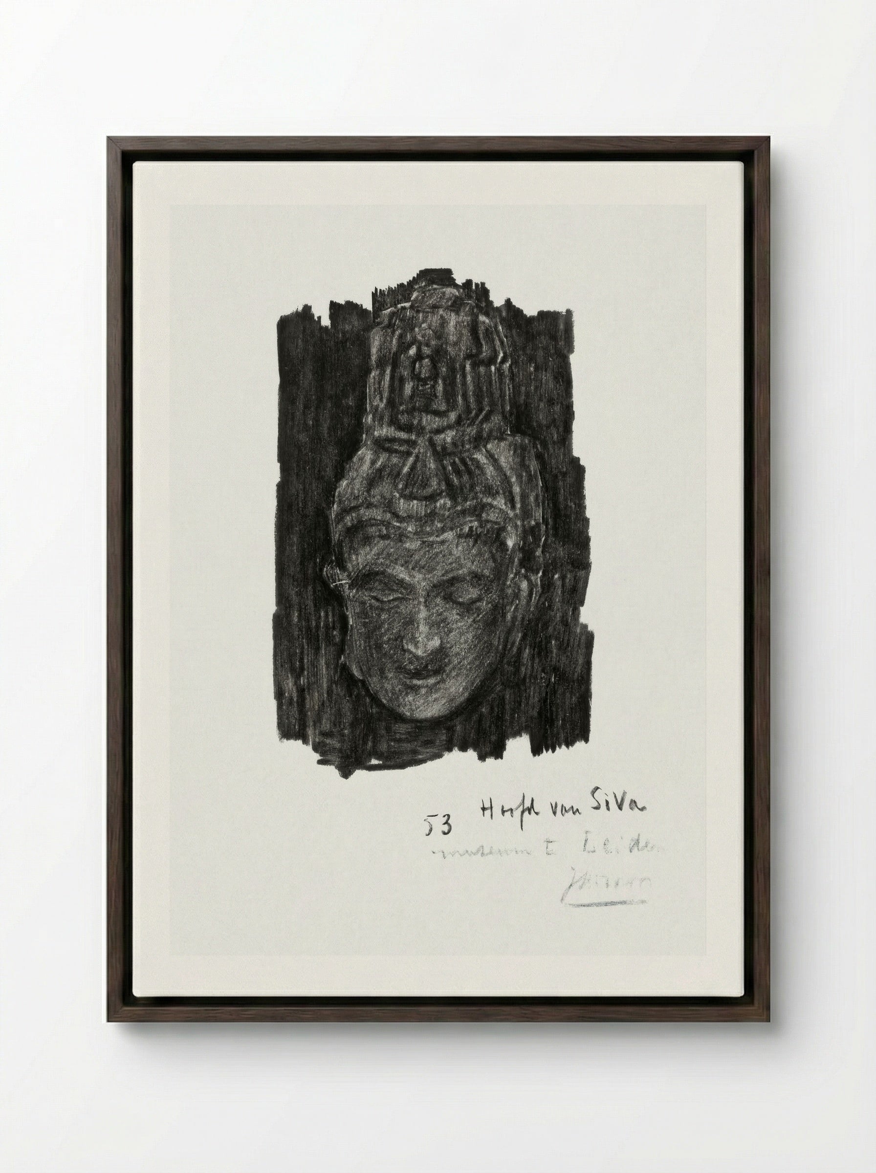 Study of Head of Shiva in the Museum of Ethnology in Leiden - Jan Toorop - Framed Canvas Dark Wood