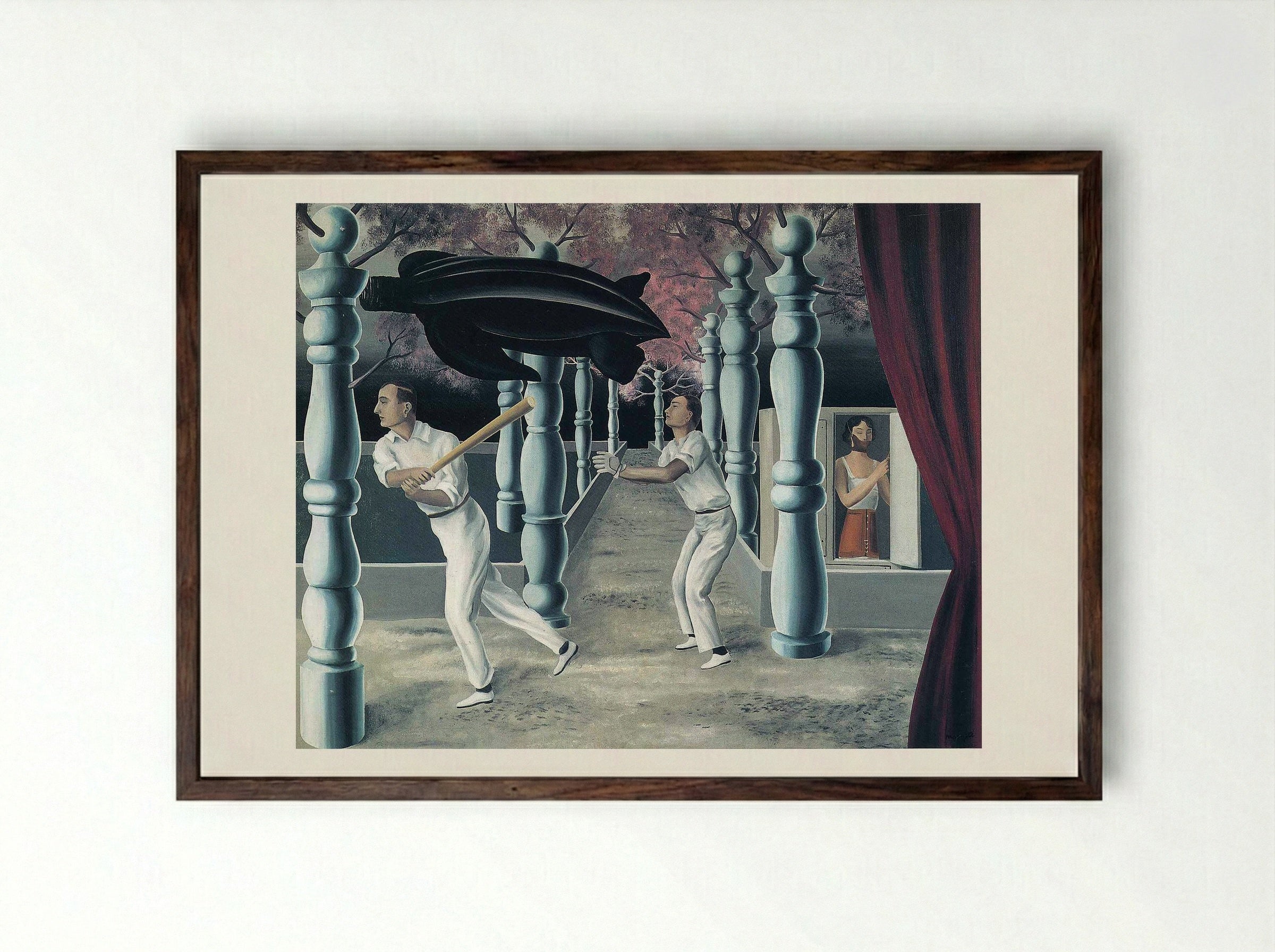 The Secret Player - René Magritte - Framed Print Dark Wood