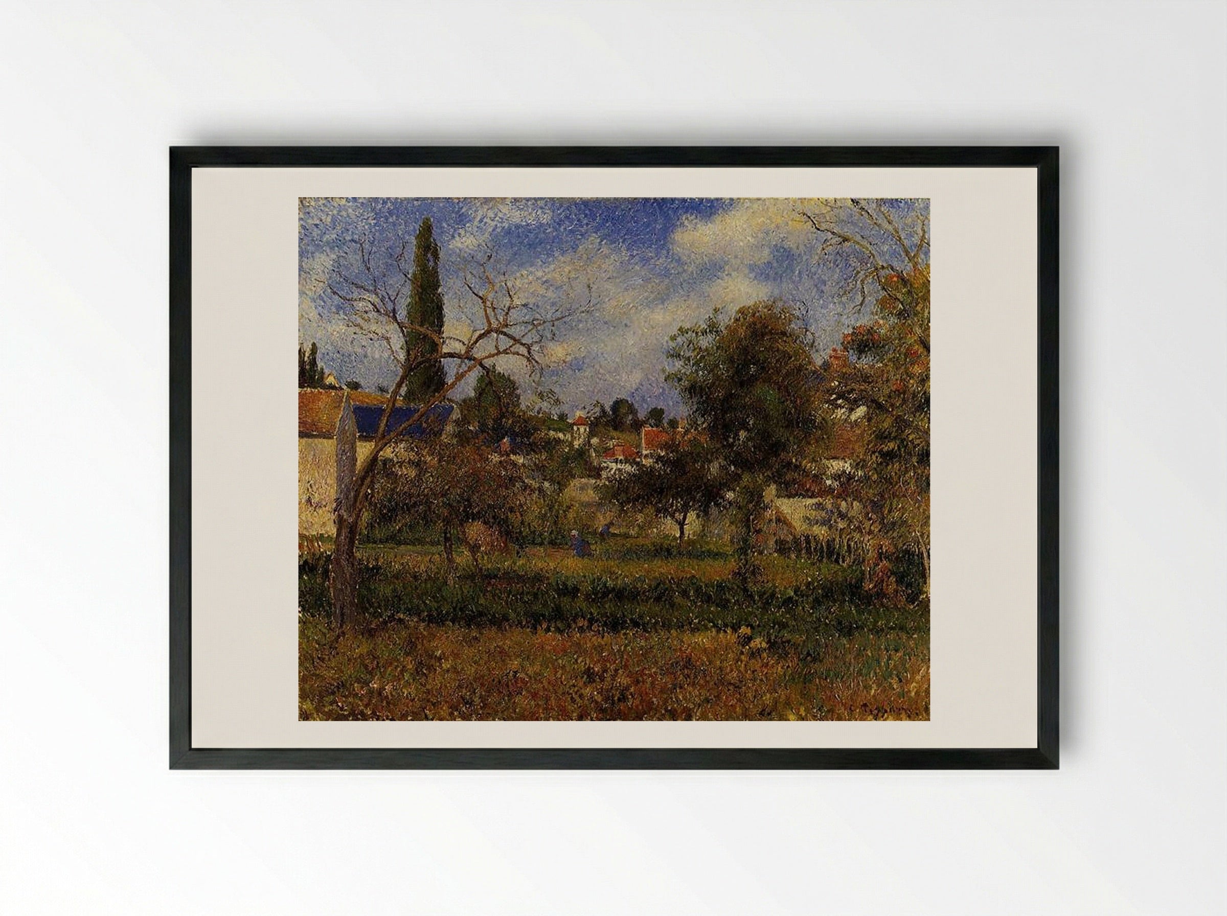 Kitchen Gardens, Pontoise - Camille Pissarro - Framed Print Black