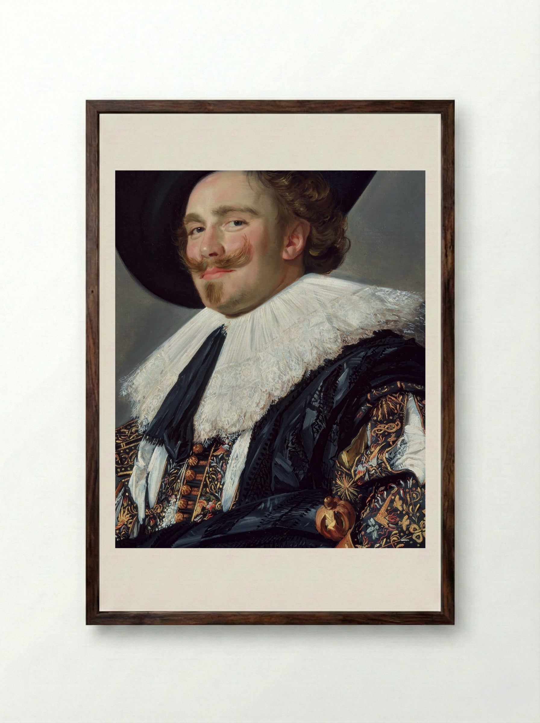The Merry Cavalier - Frans Hals - Framed Print Dark Wood