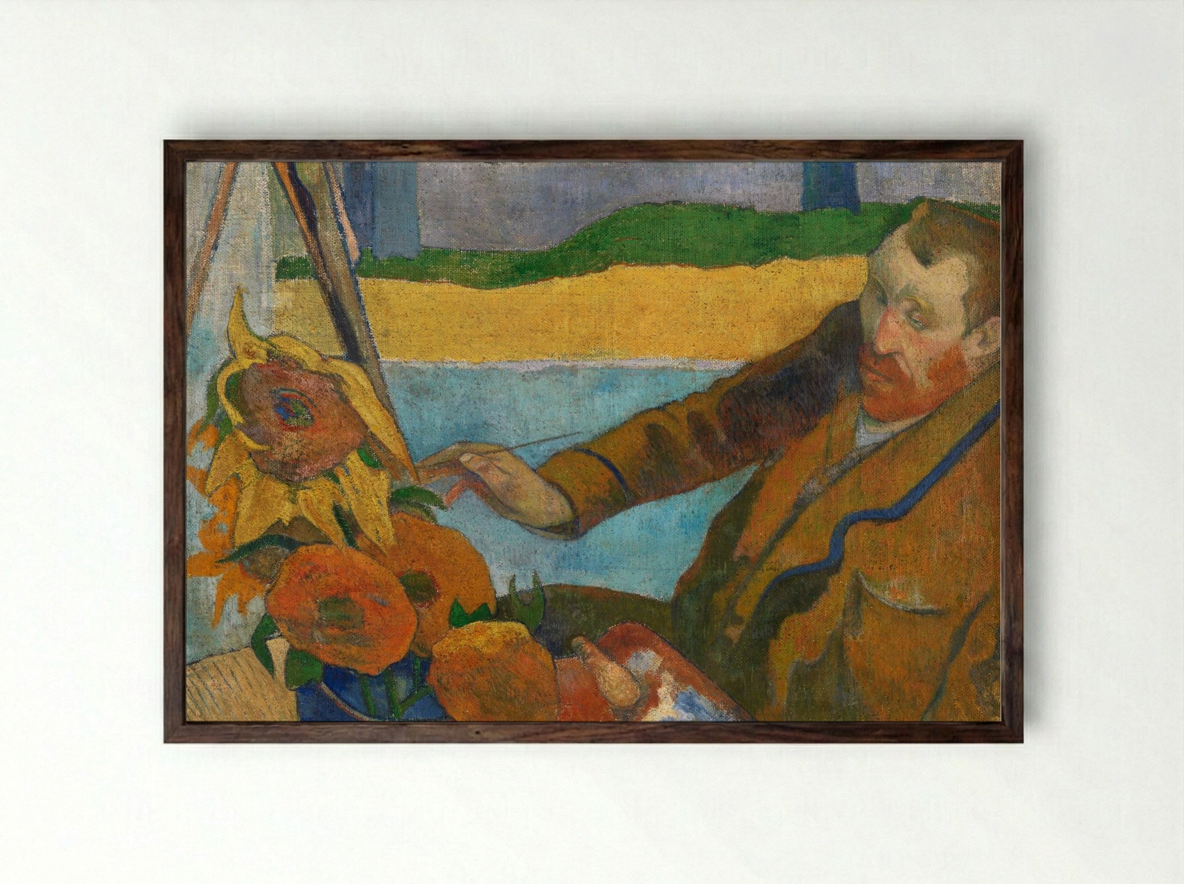 The Painter of Sunflowers: Portrait of Vincent van Gogh - Paul Gauguin - Framed Print Dark Wood