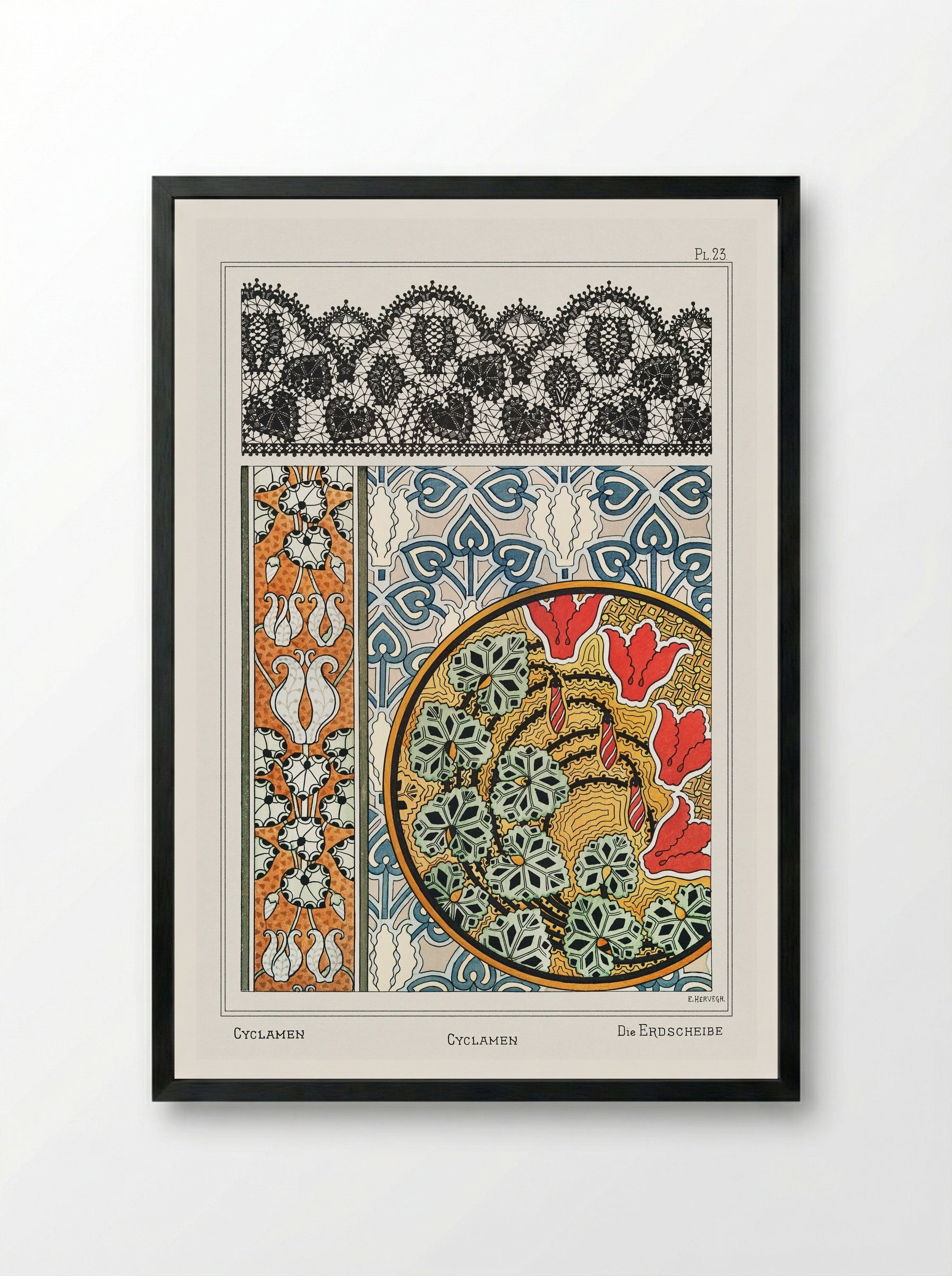 Cyclamen, from 'La Plante et ses Applications ornementales' - Maurice Pillard Verneuil - Framed Print Black