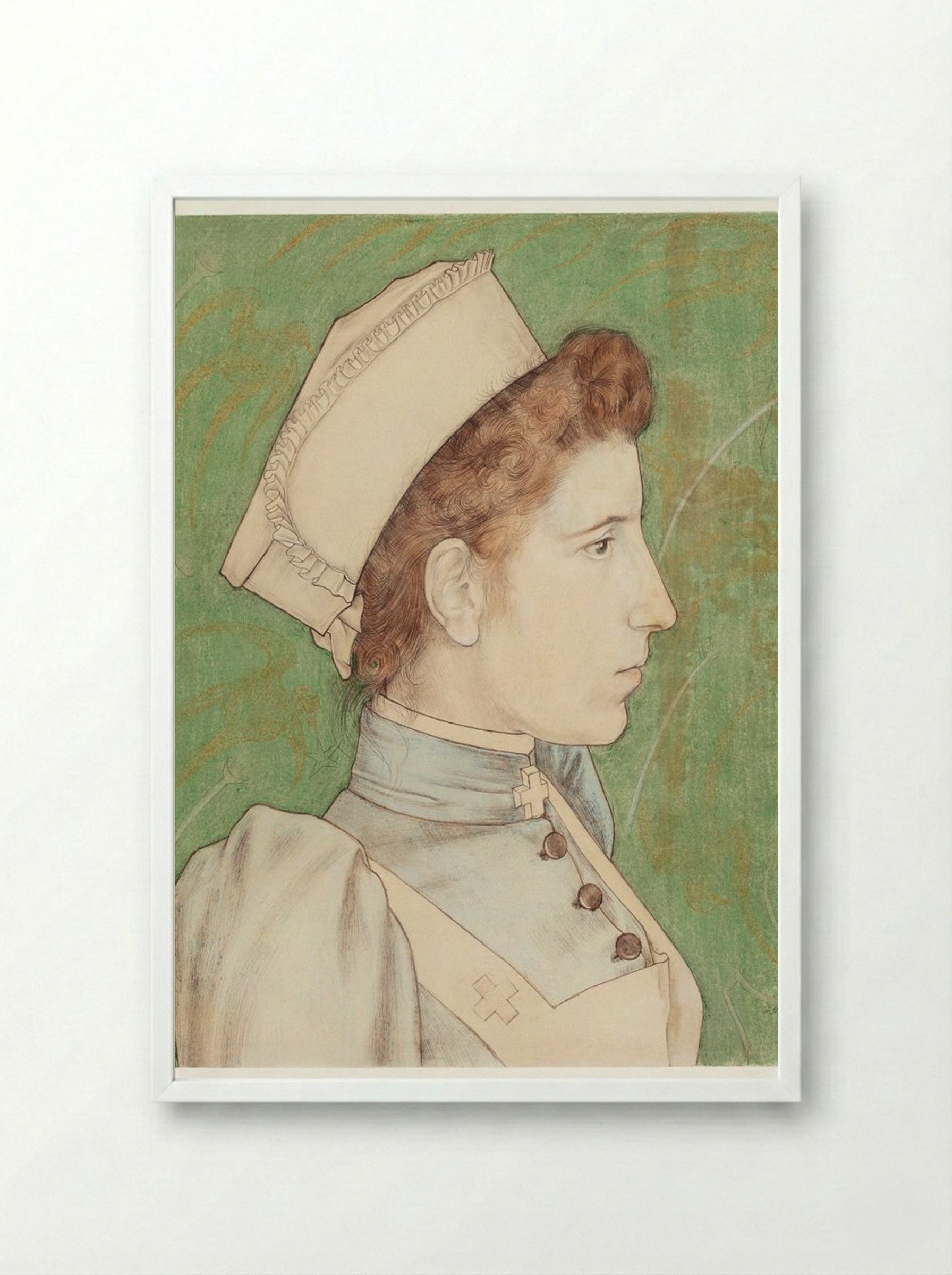 Portrait of Nurse Nelly - Jan Toorop - Framed Print White
