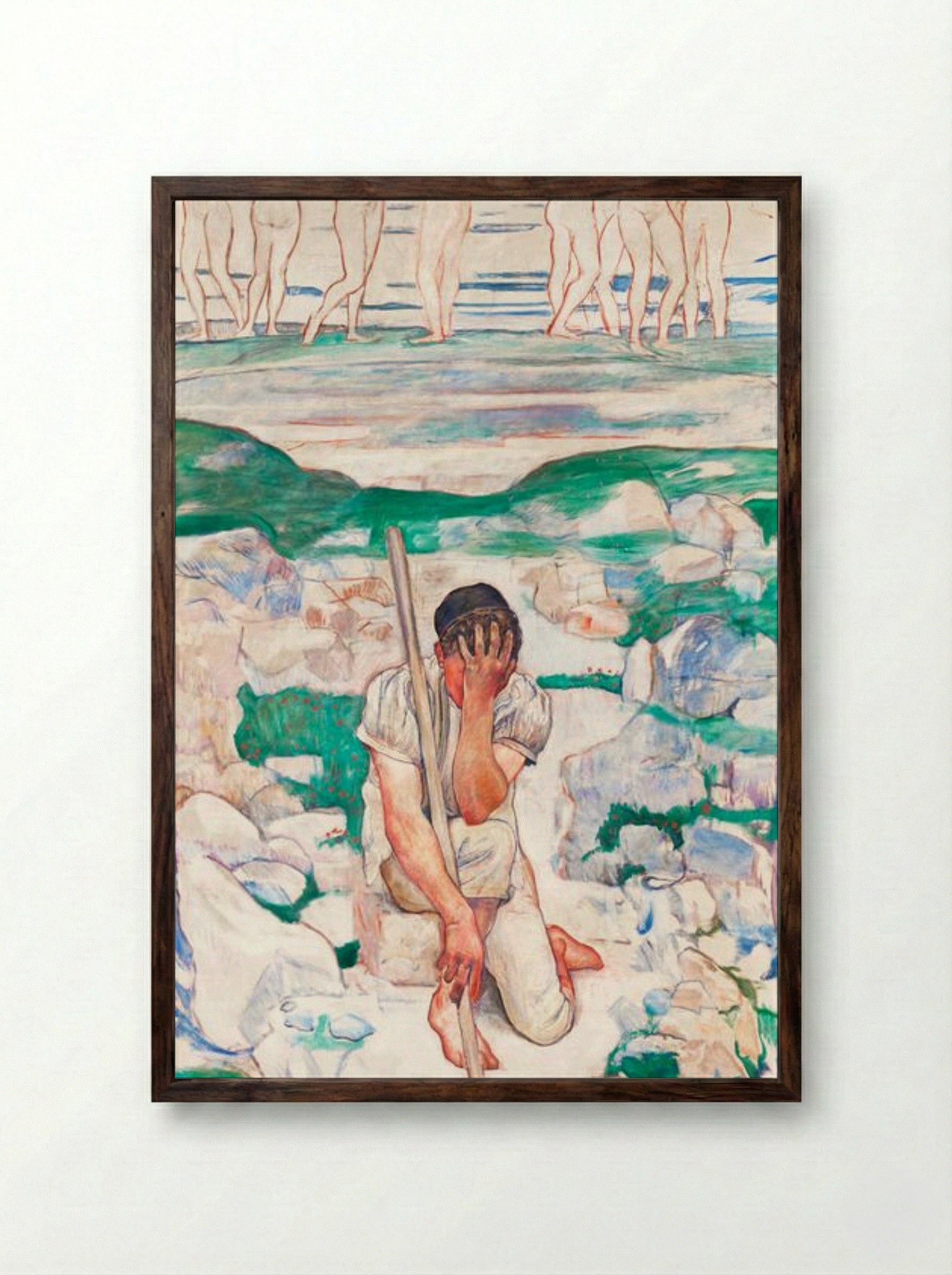 The Dream of the Shepherd - Ferdinand Hodler - Framed Print Dark Wood