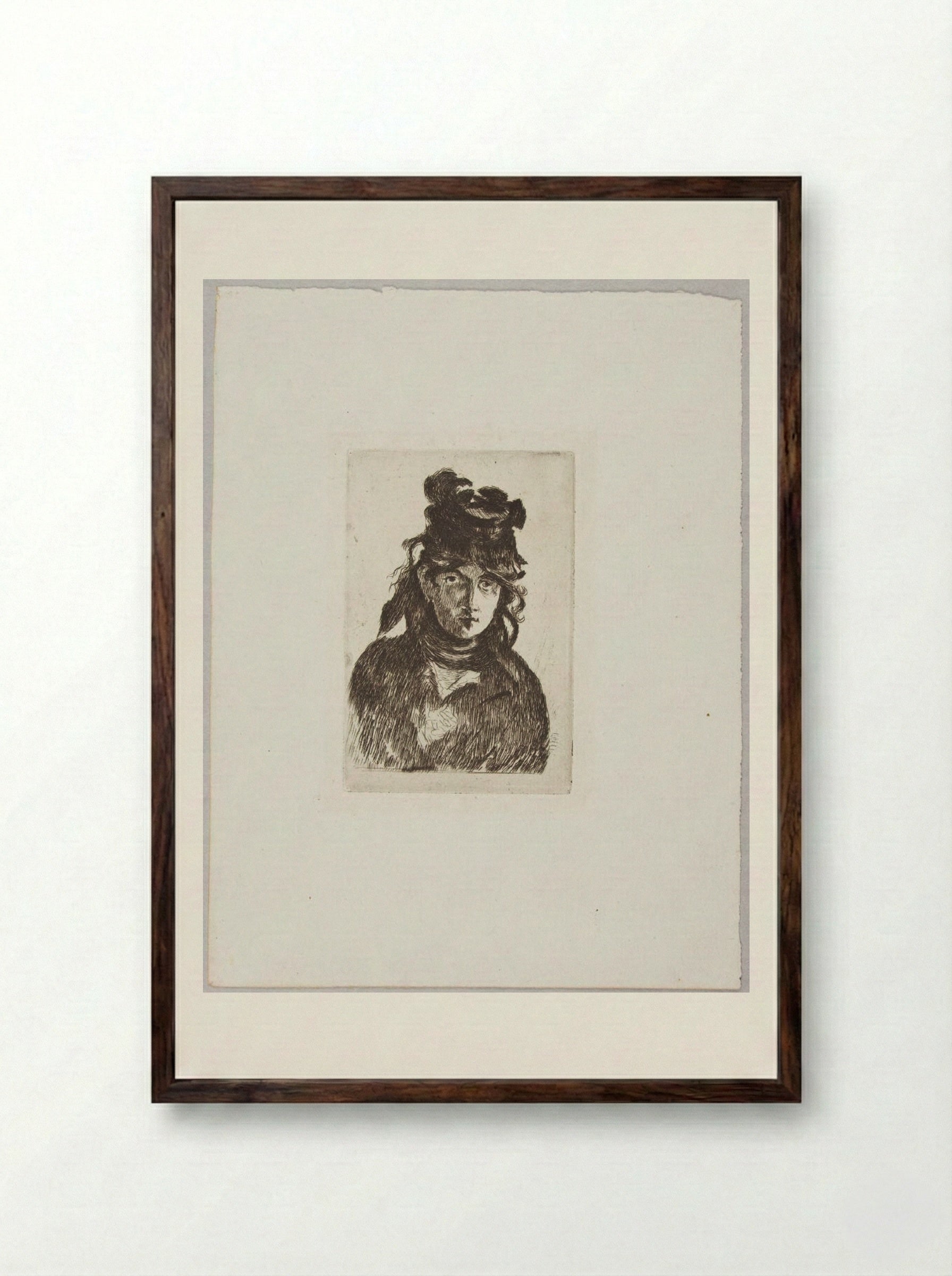 Berthe Morisot (Édouard Manet) - Édouard Manet - Framed Print Dark Wood