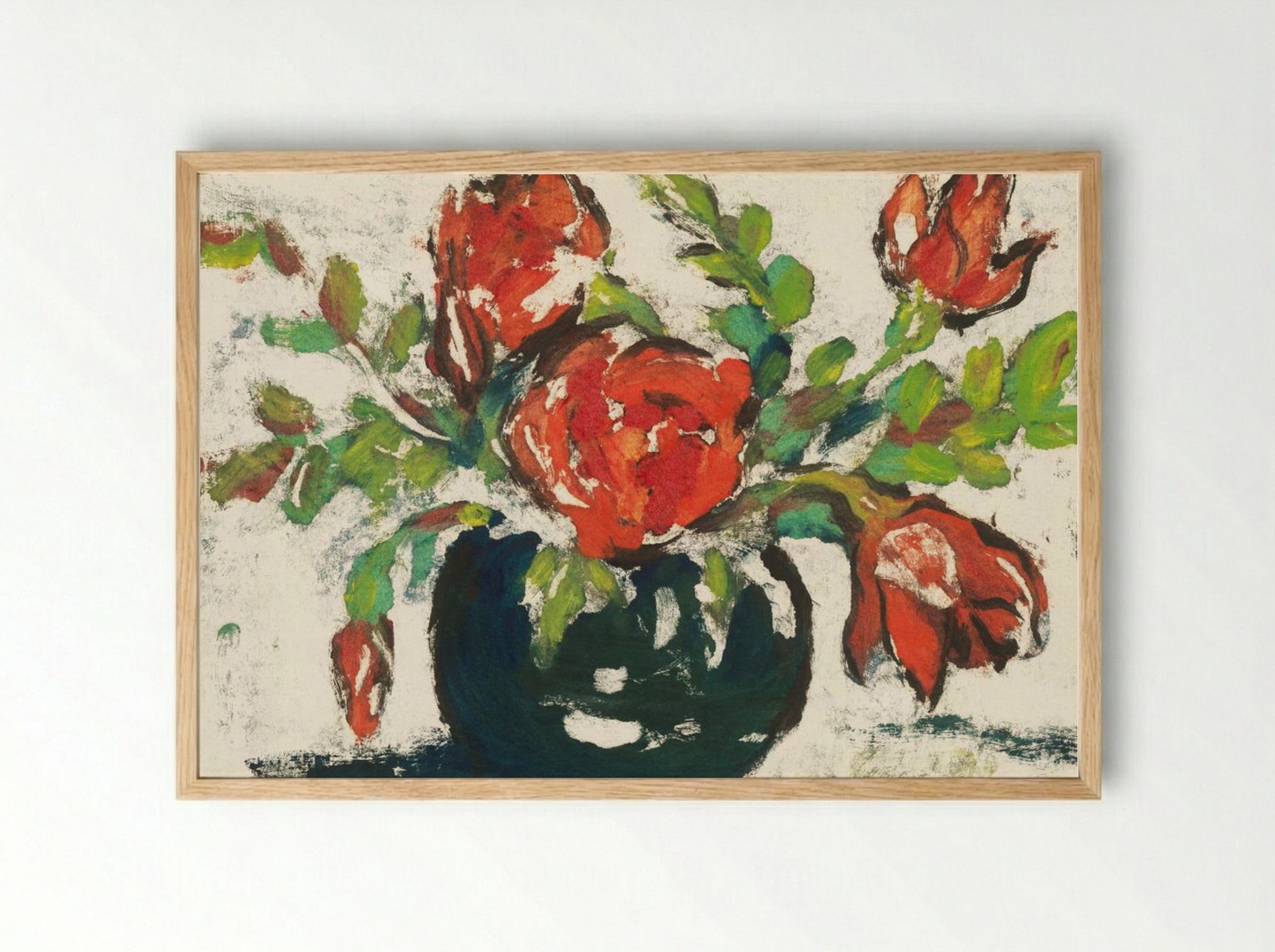 Bouquet in Flower Vase - Karl Hofer - Framed Print Wood