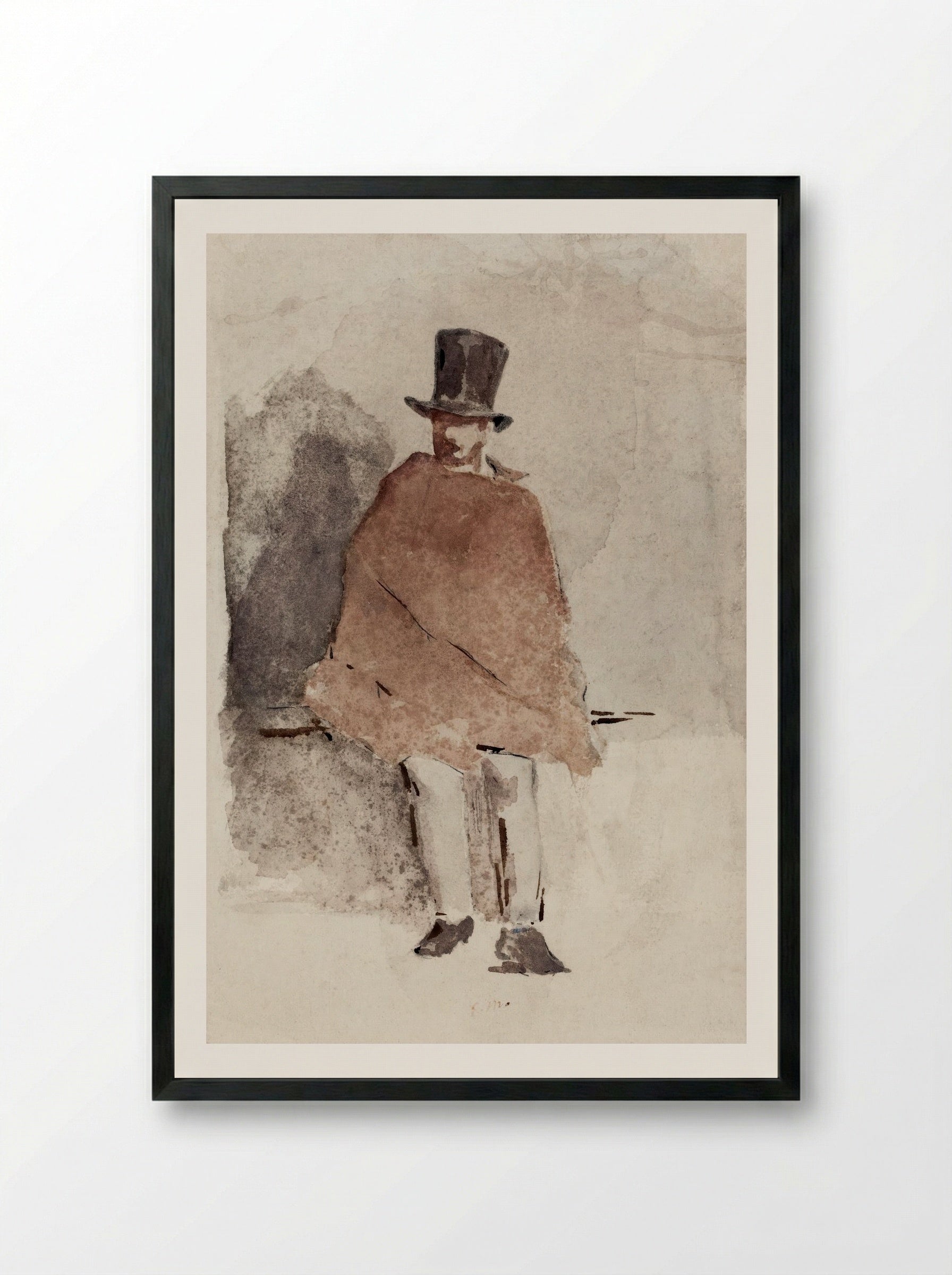 The Man in the Tall Hat - Édouard Manet - Framed Print Black