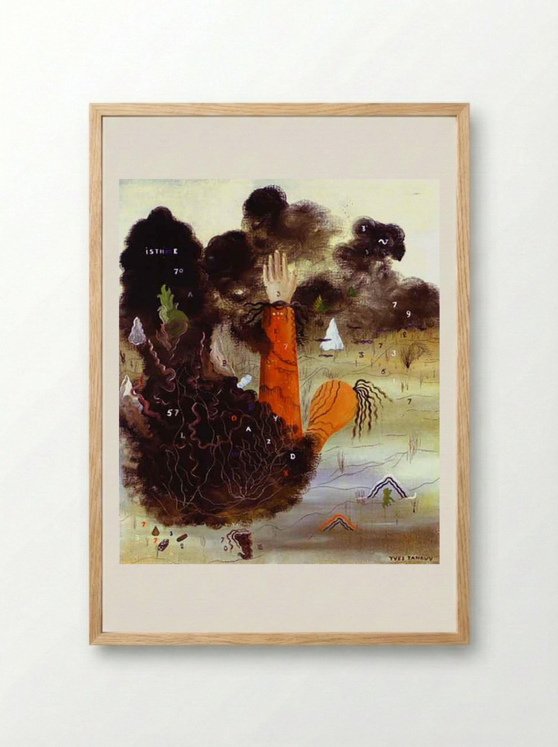 The Hand in the Clouds - Yves Tanguy - Framed Print Wood