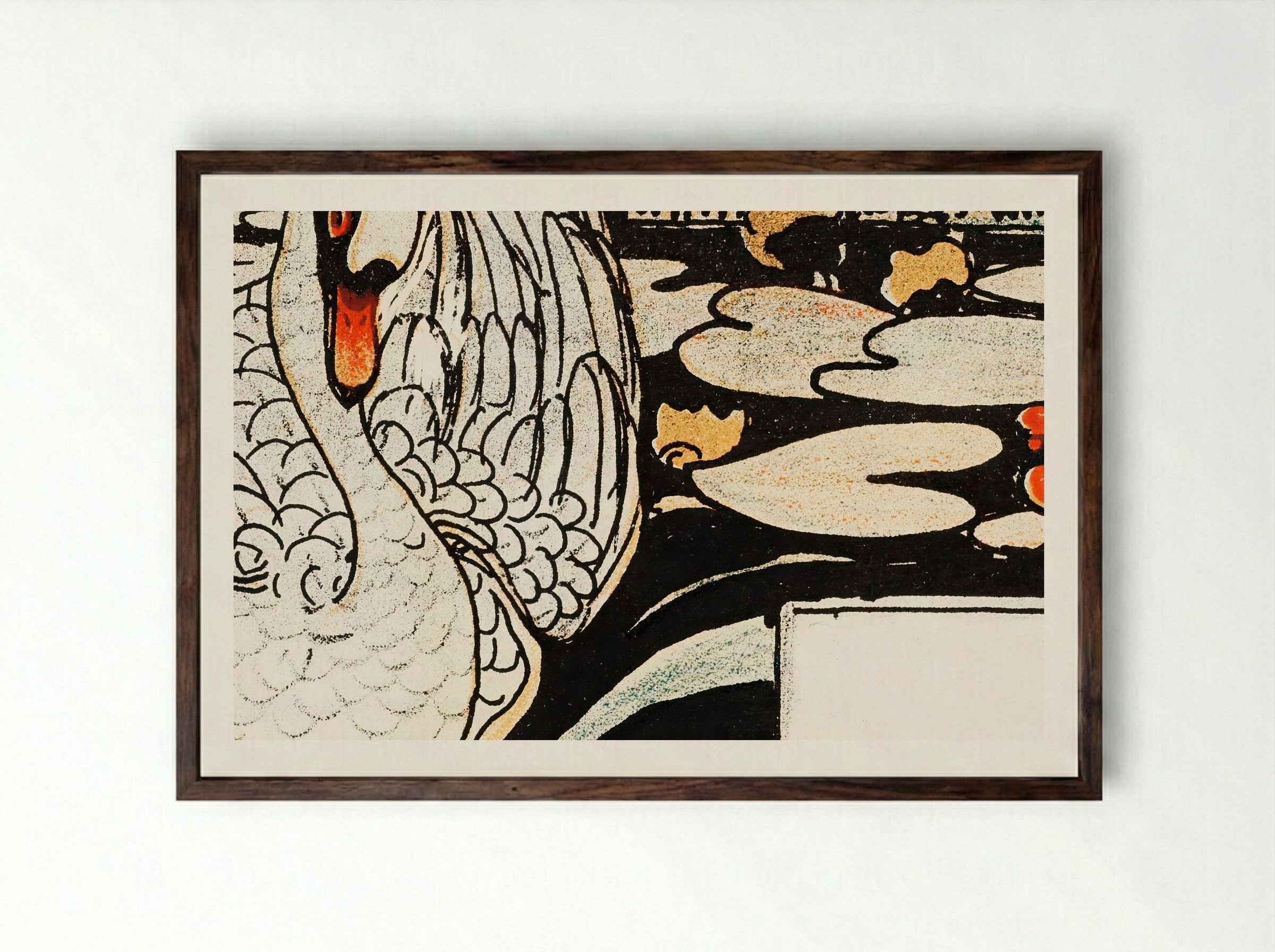 Het leelijke jonge eendje (The Ugly Duckling) - Theo van Hoytema - Framed Print Dark Wood