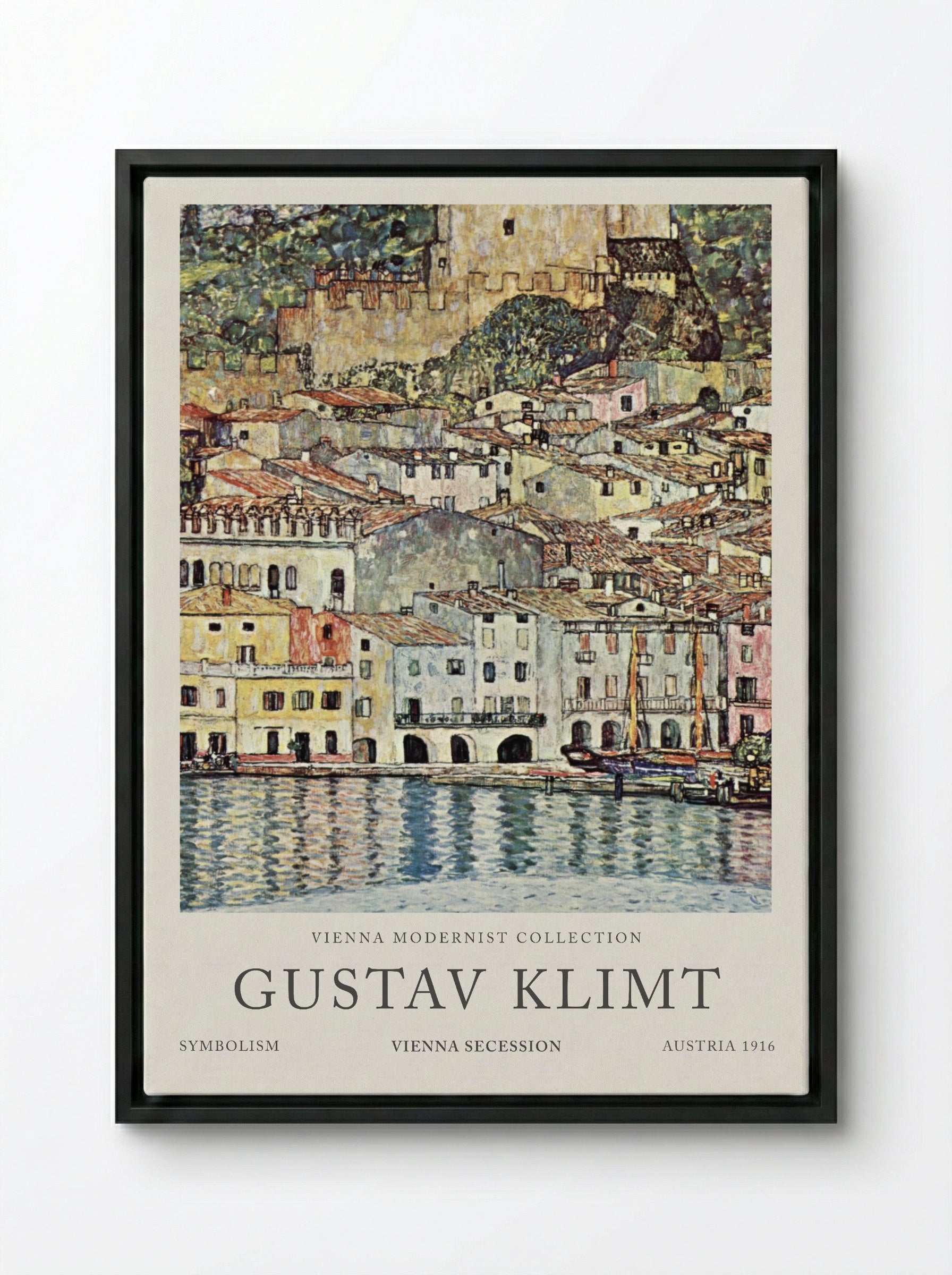 Malcesine am Gardasee - Gustav Klimt - Framed Canvas Black