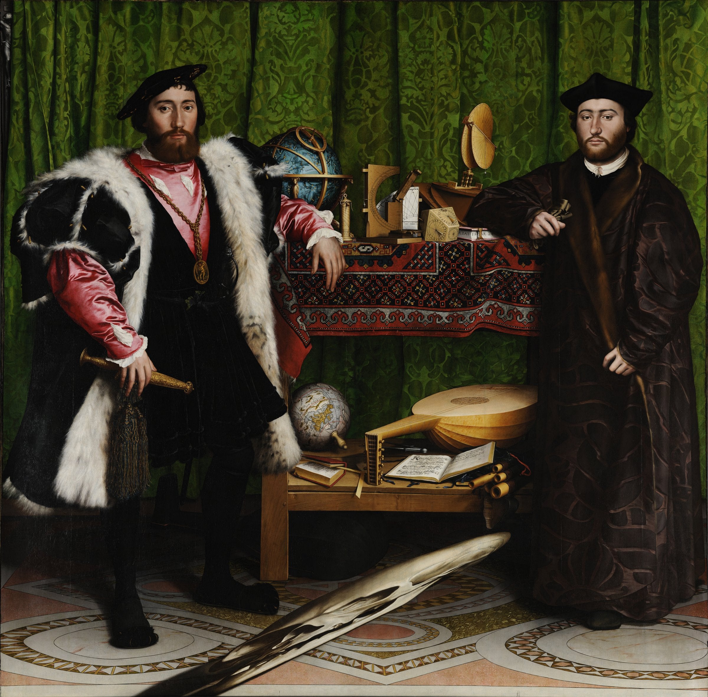 Hans Holbein the Younger, The Ambassadors, 1533. Oil and tempera on oak. National Gallery, London.