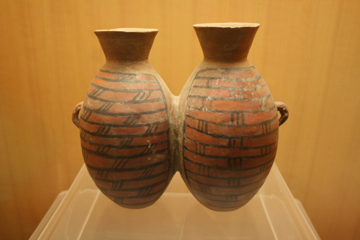 Painted pottery twin flasks, Yangshao Culture, Neolithic China