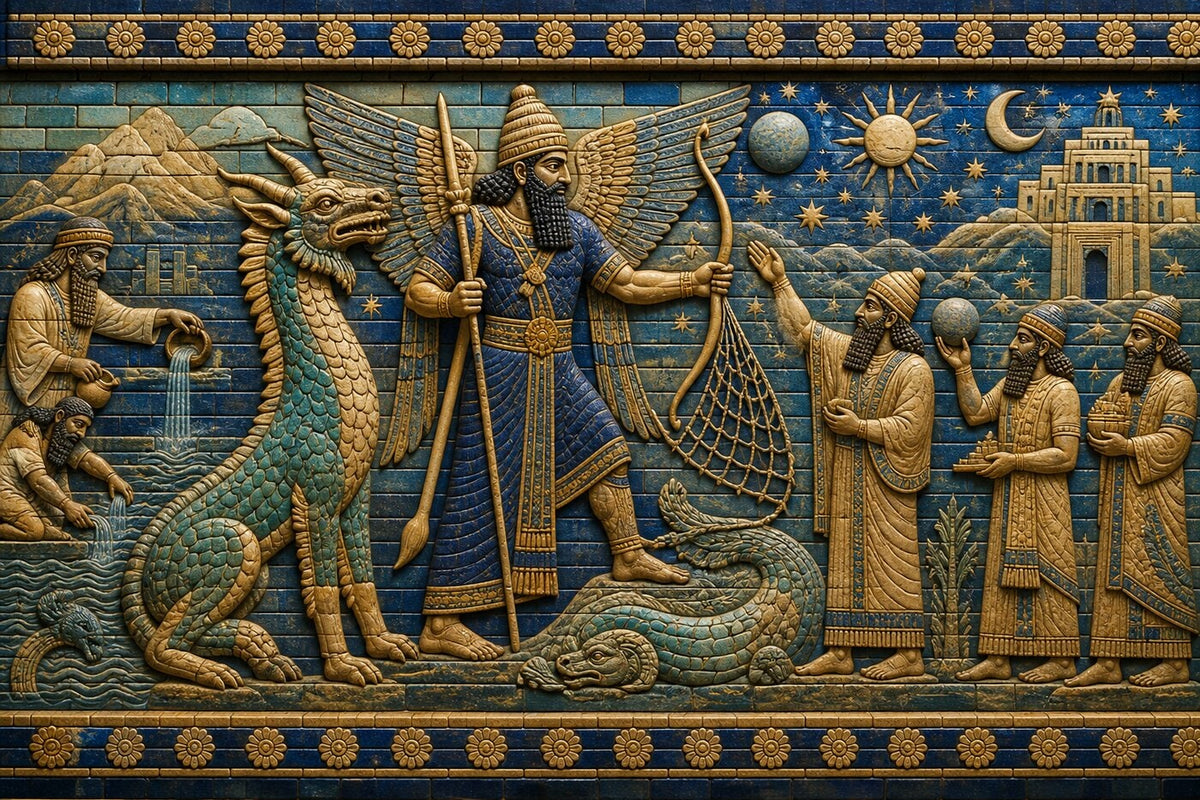 Original illustration for Marduk’s Rise, Victory, and Creation of the Cosmos