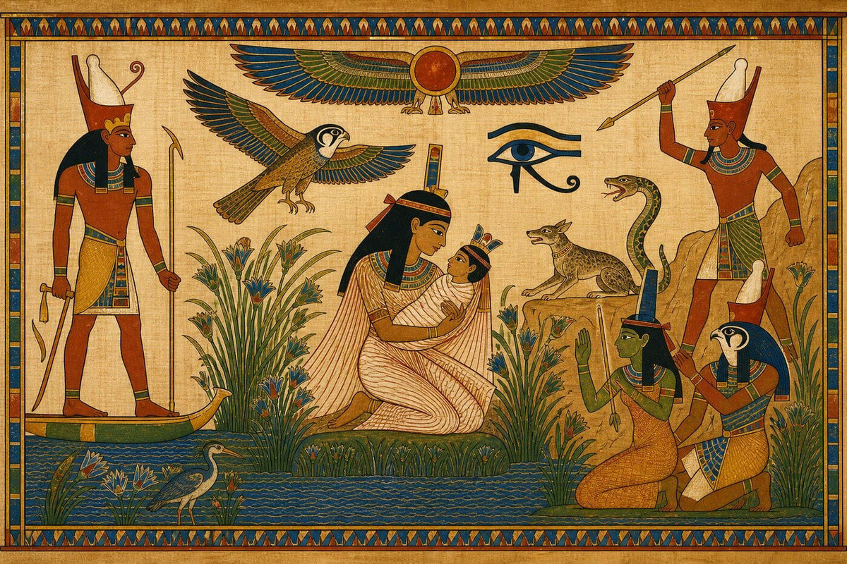 Original illustration for The Birth and Hiding of Horus