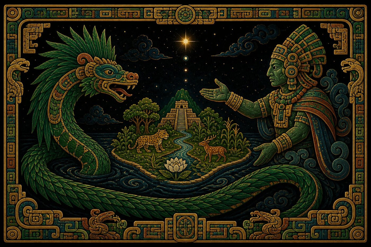 Original illustration for The Feathered Serpent Joins the Creation