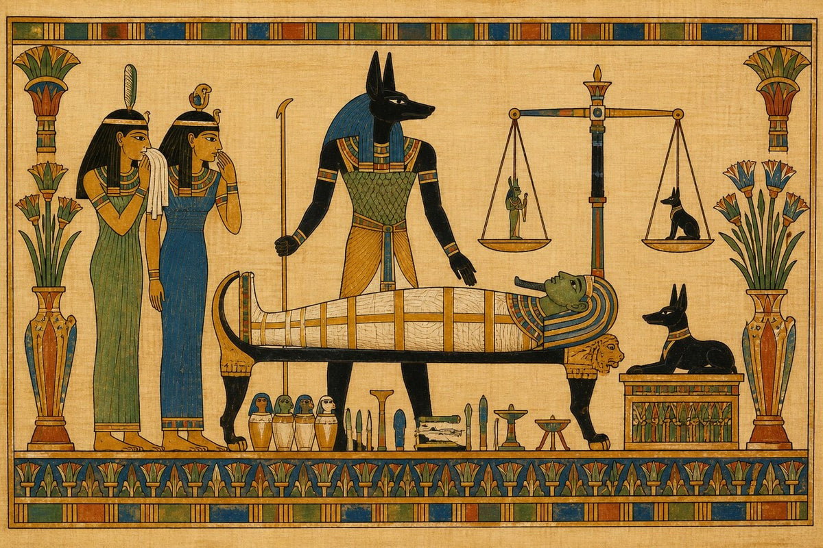 Original illustration for Anubis Guards the Body of Osiris
