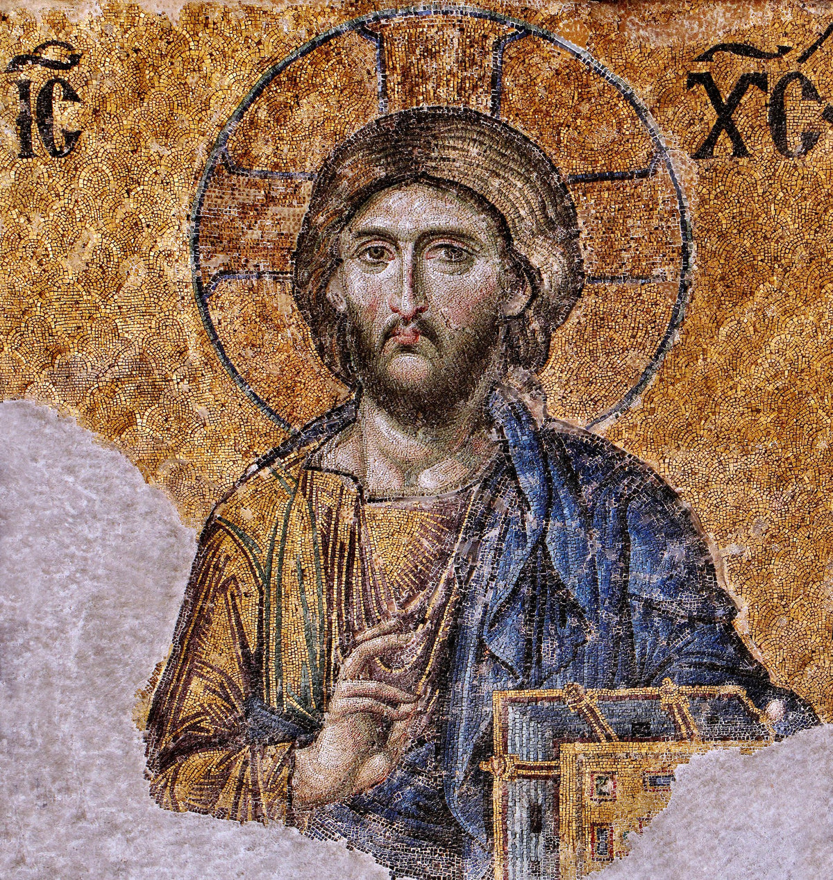 Christ Pantocrator mosaic, Hagia Sophia, Istanbul. Late Byzantine.