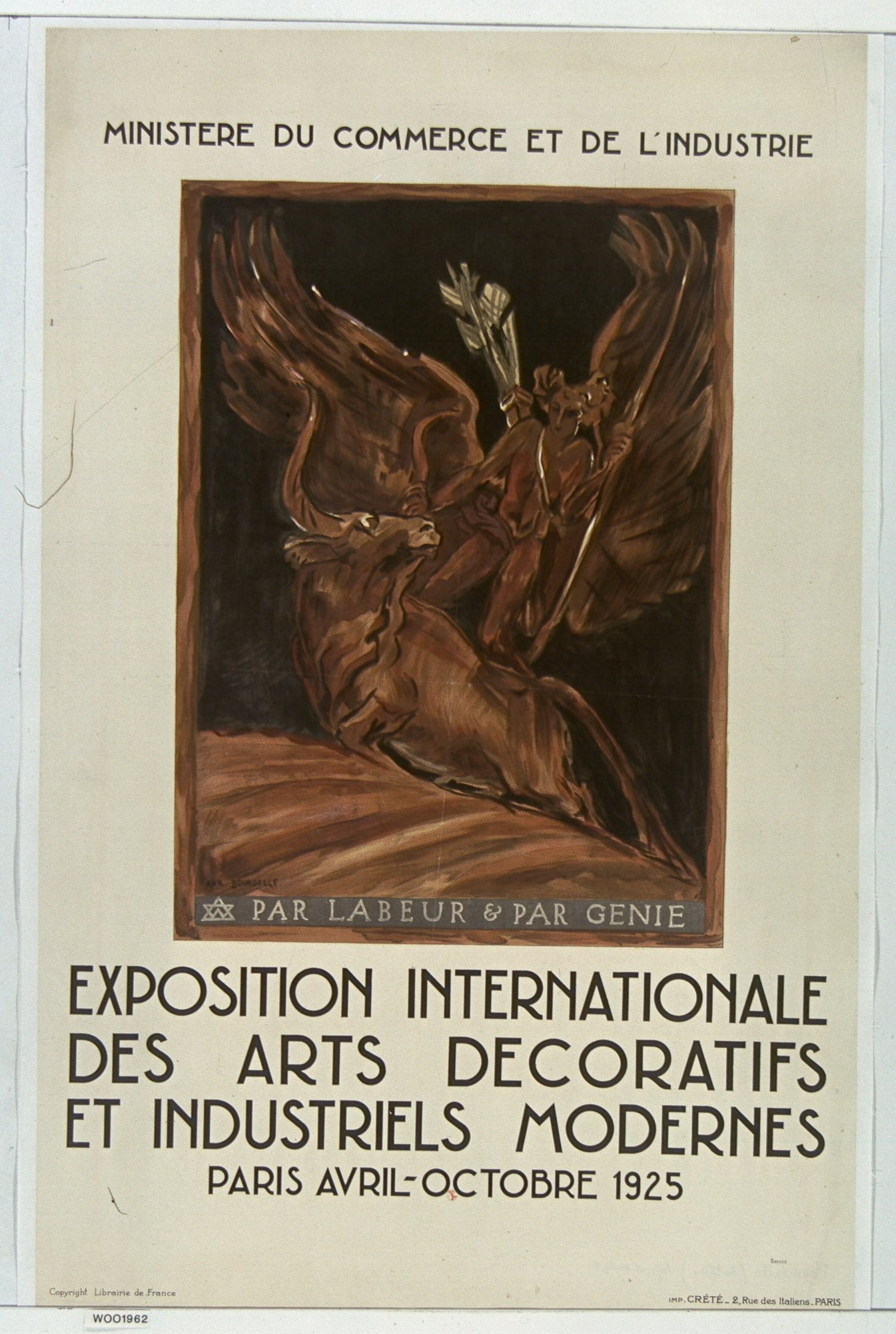 Antoine Bourdelle, official poster for the 1925 Exposition Internationale des Arts Décoratifs et Industriels Modernes, Paris.
